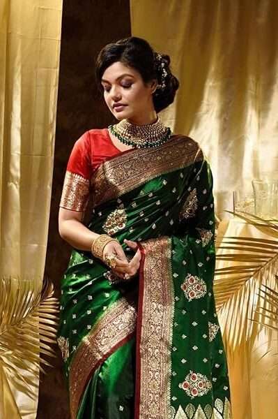 Soft Lichi Silk Banarasi Kanjivaram Saree - Mira Fashion