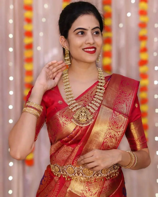 Soft Silk Kanjivaram Wedding Saree With Beautiful Rich Pallu - Mira Fashion