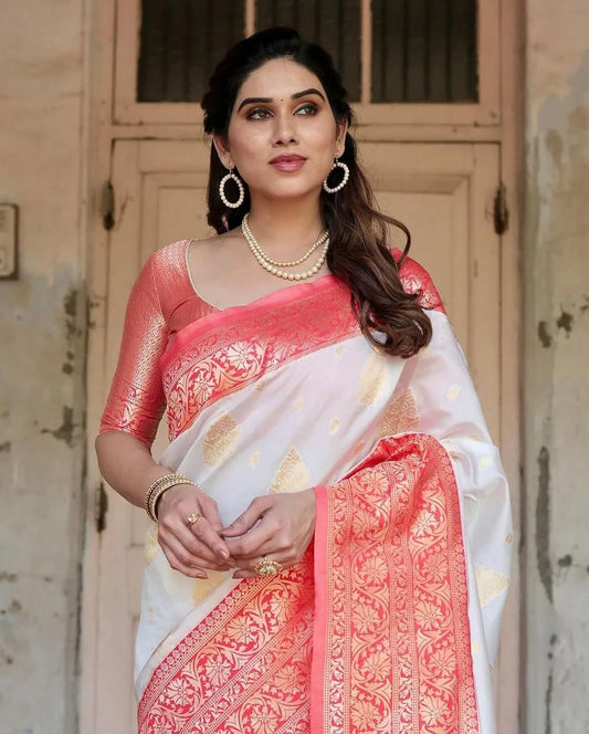 Soft Lichi Silk With Beautiful Pallu Jacquard Work Saree - Mira Fashion