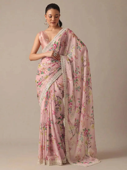 Pure Soft Georgette Saree with Floral Prints - Mira Fashion