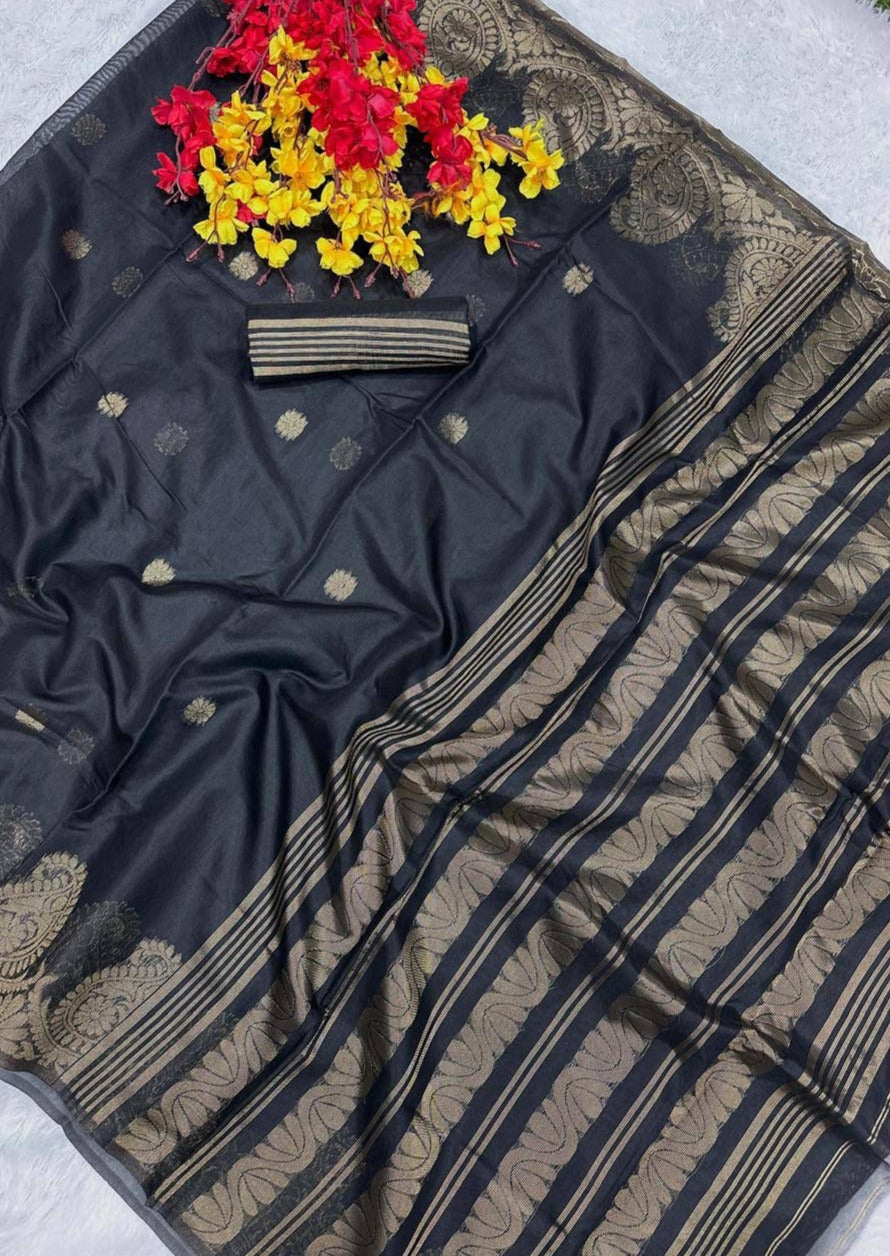 Soft Lilen Saree With Attractive Charmful Rich Blouse