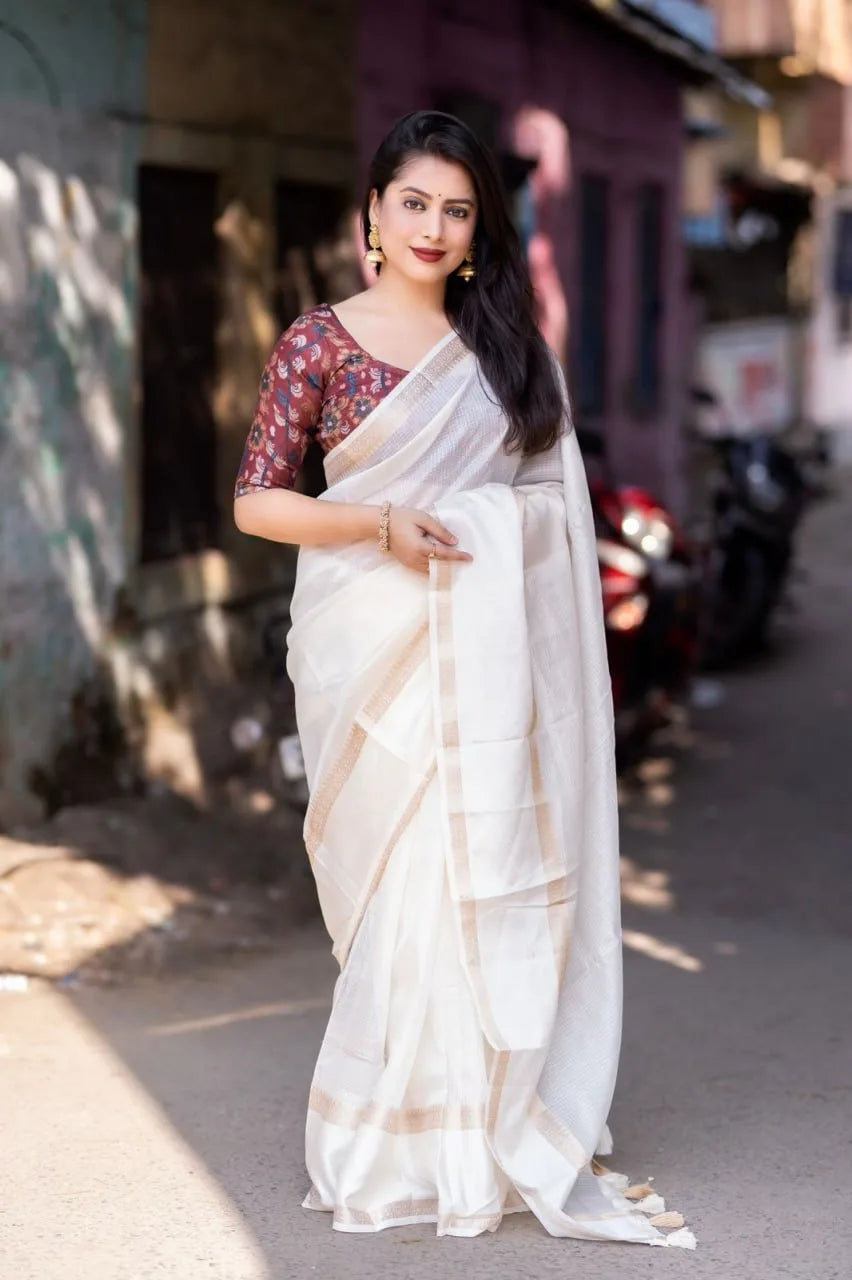 Kota Kalamkari Beautufull Plain Saree - Mira Fashion