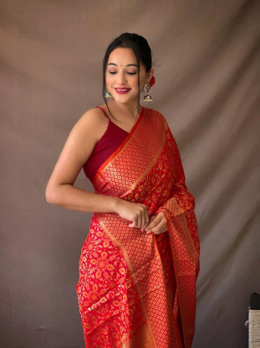 Diva Pure Patola Silk Saree With Contrast Meenakari - Mira Fashion