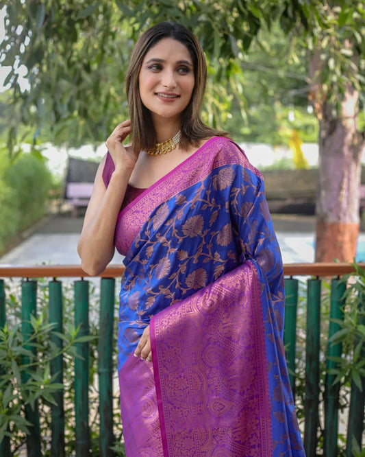 Visha Banarasi Zari Copper Saree - Mira Fashion