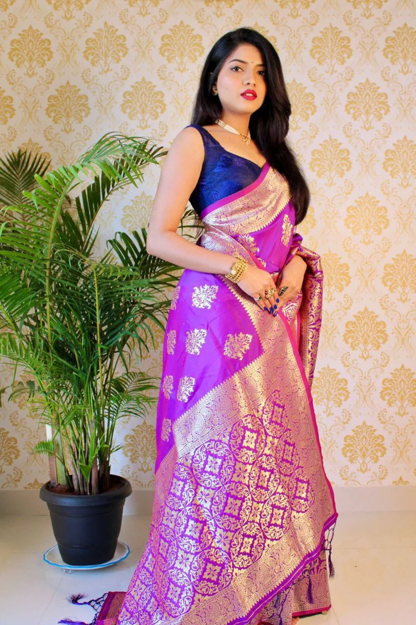 Special Butta Panel Rich Weaving Fabric Silk Saree With Pure Zari - Mira Fashion