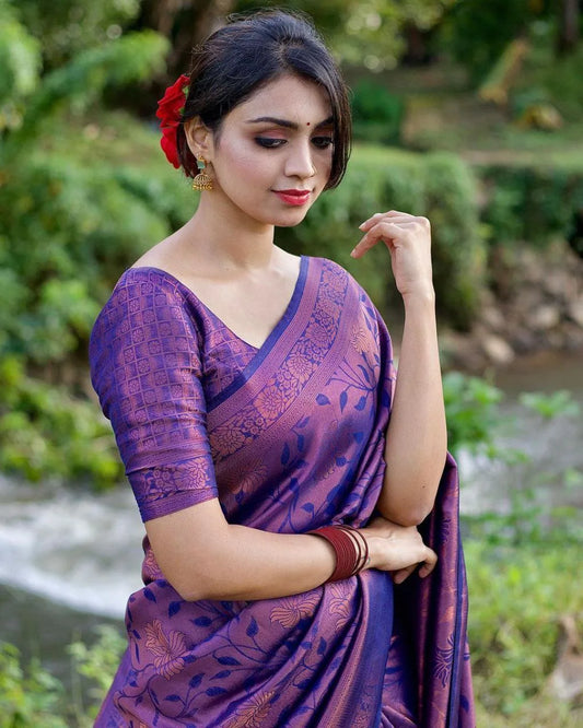 Soft Lichi Silk Kanjivaram Saree - Mira Fashion