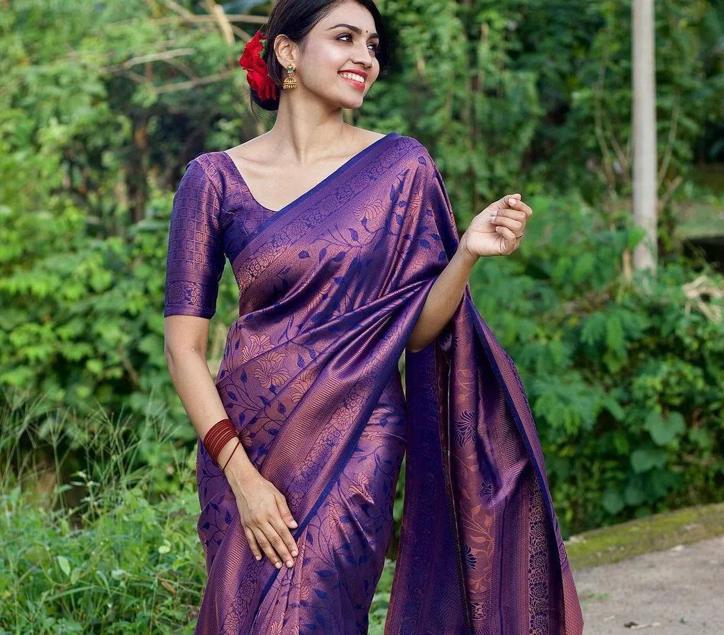 Soft Lichi Silk Kanjivaram Saree - Mira Fashion