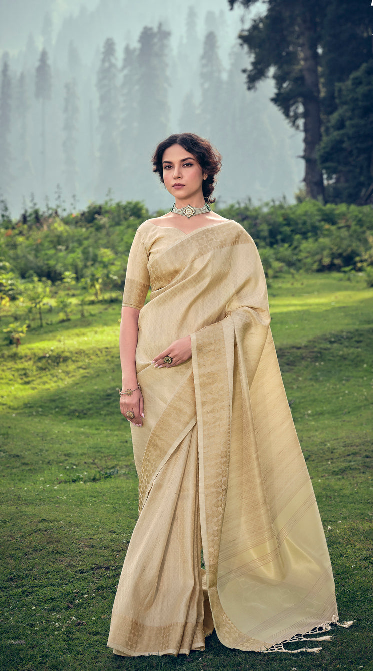 Bush Golden Linen Tissue Saree