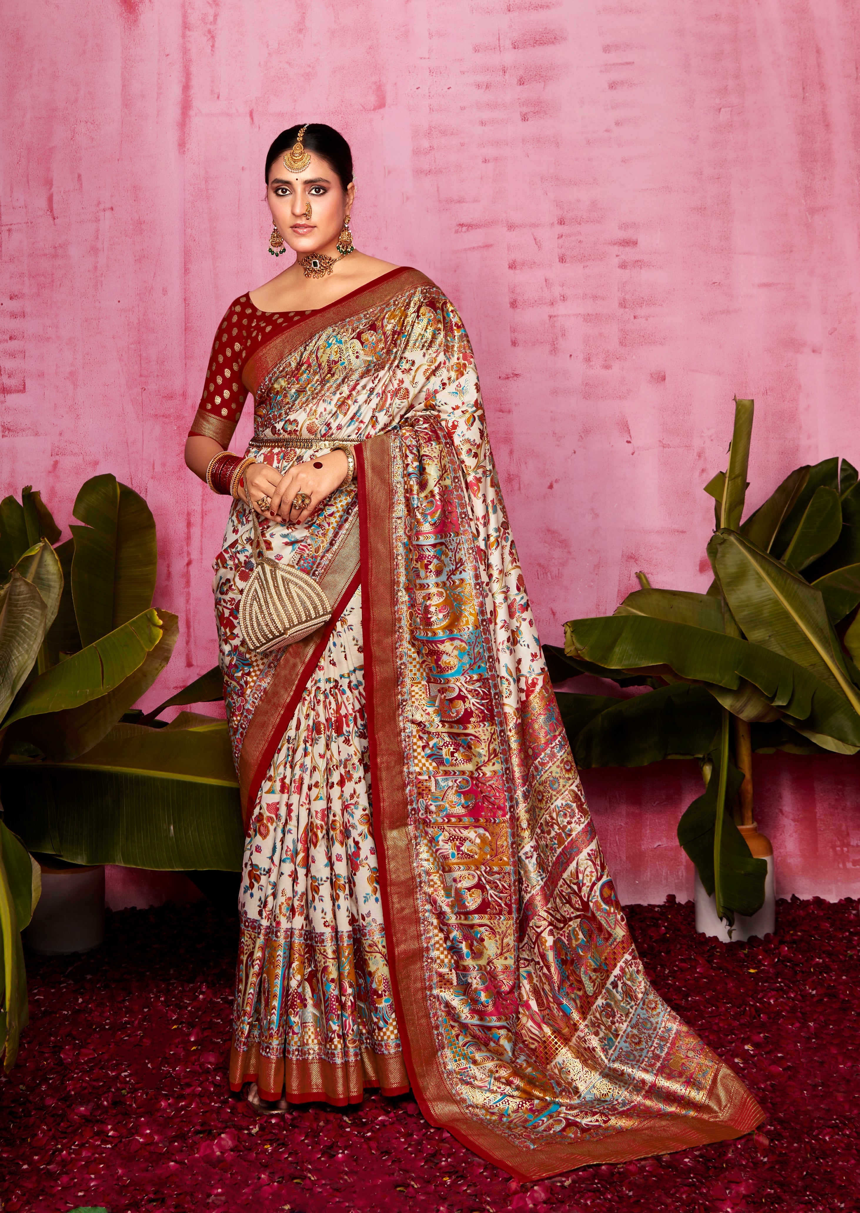 Eunry Brown Patola Soft Silk Saree