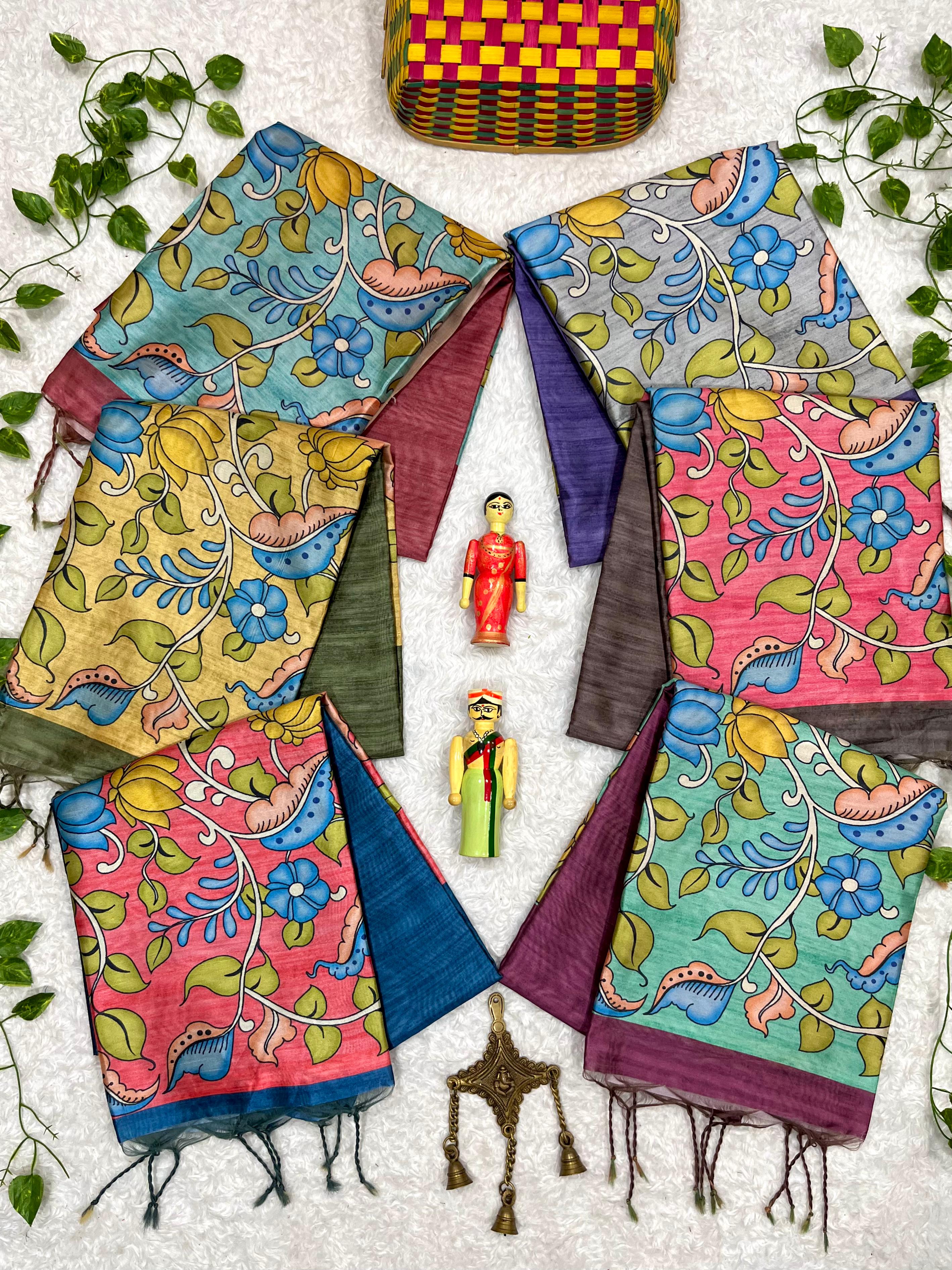 Begonia Red Floral Printed Cotton Saree