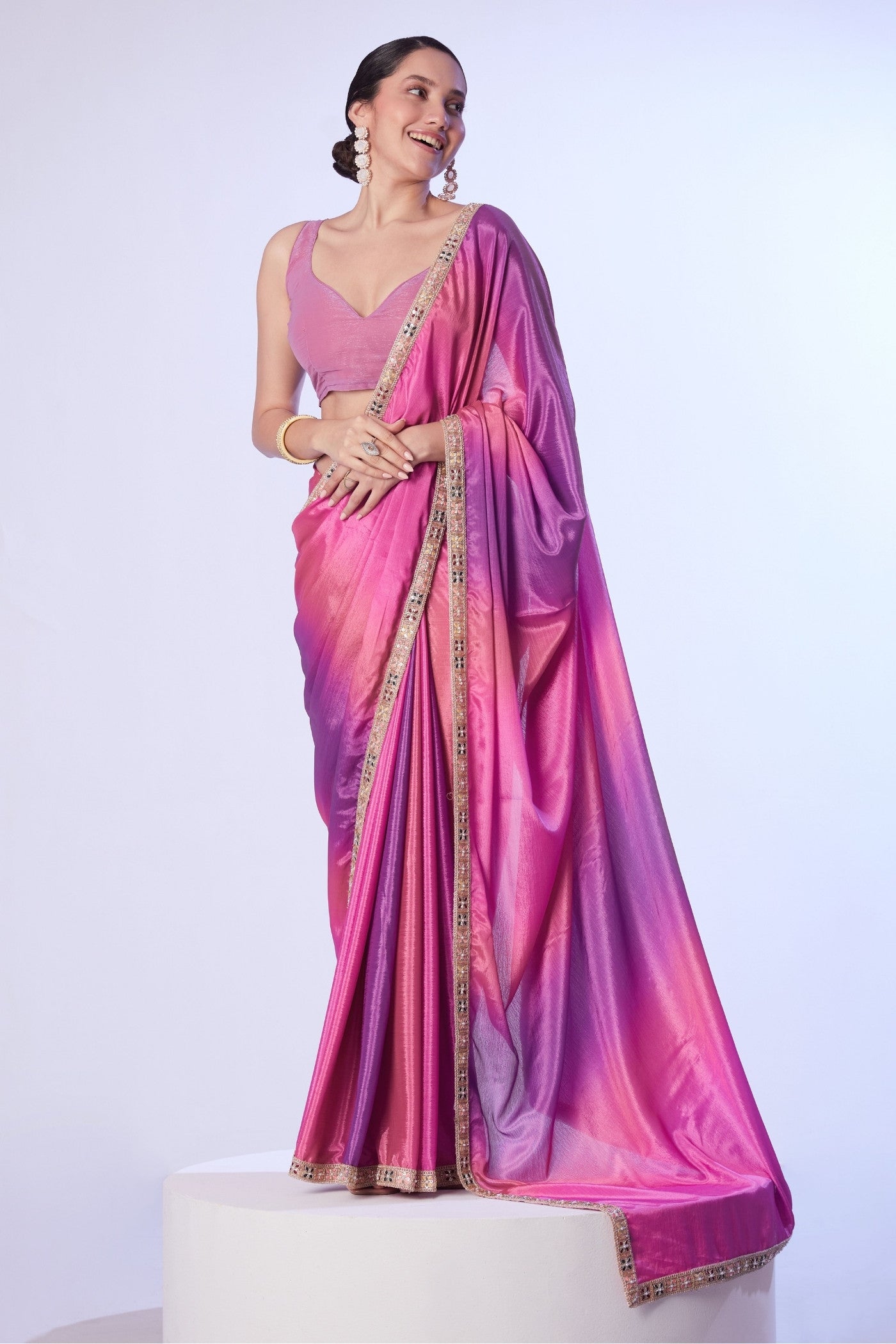 Taffy Pink Designer Partywear Saree