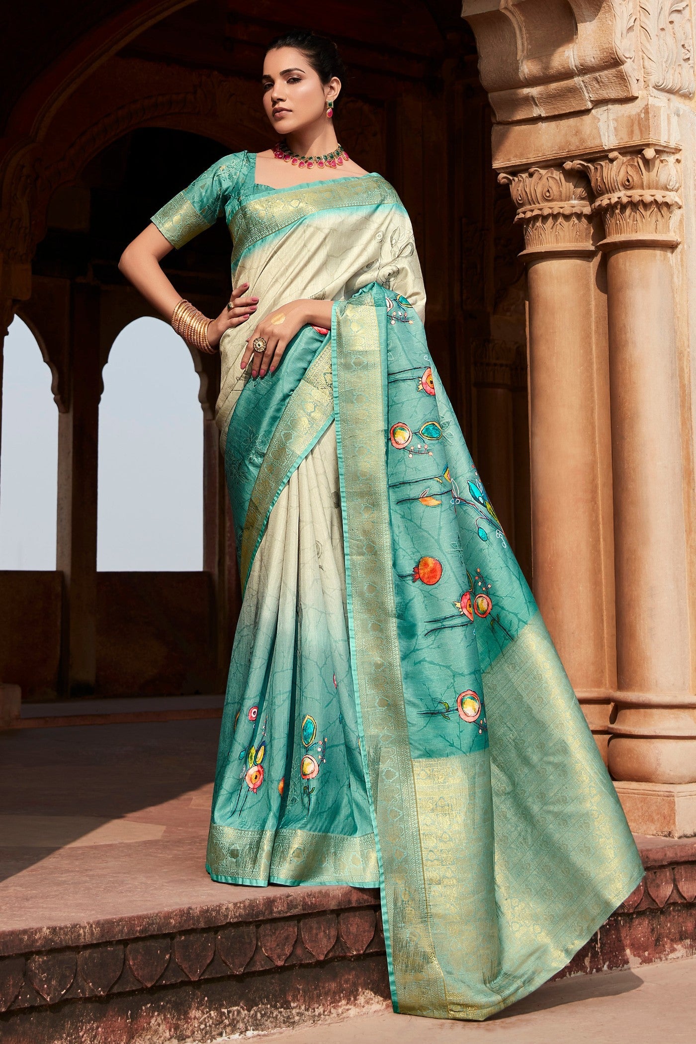 Steal Blue Banarasi Handloom Saree