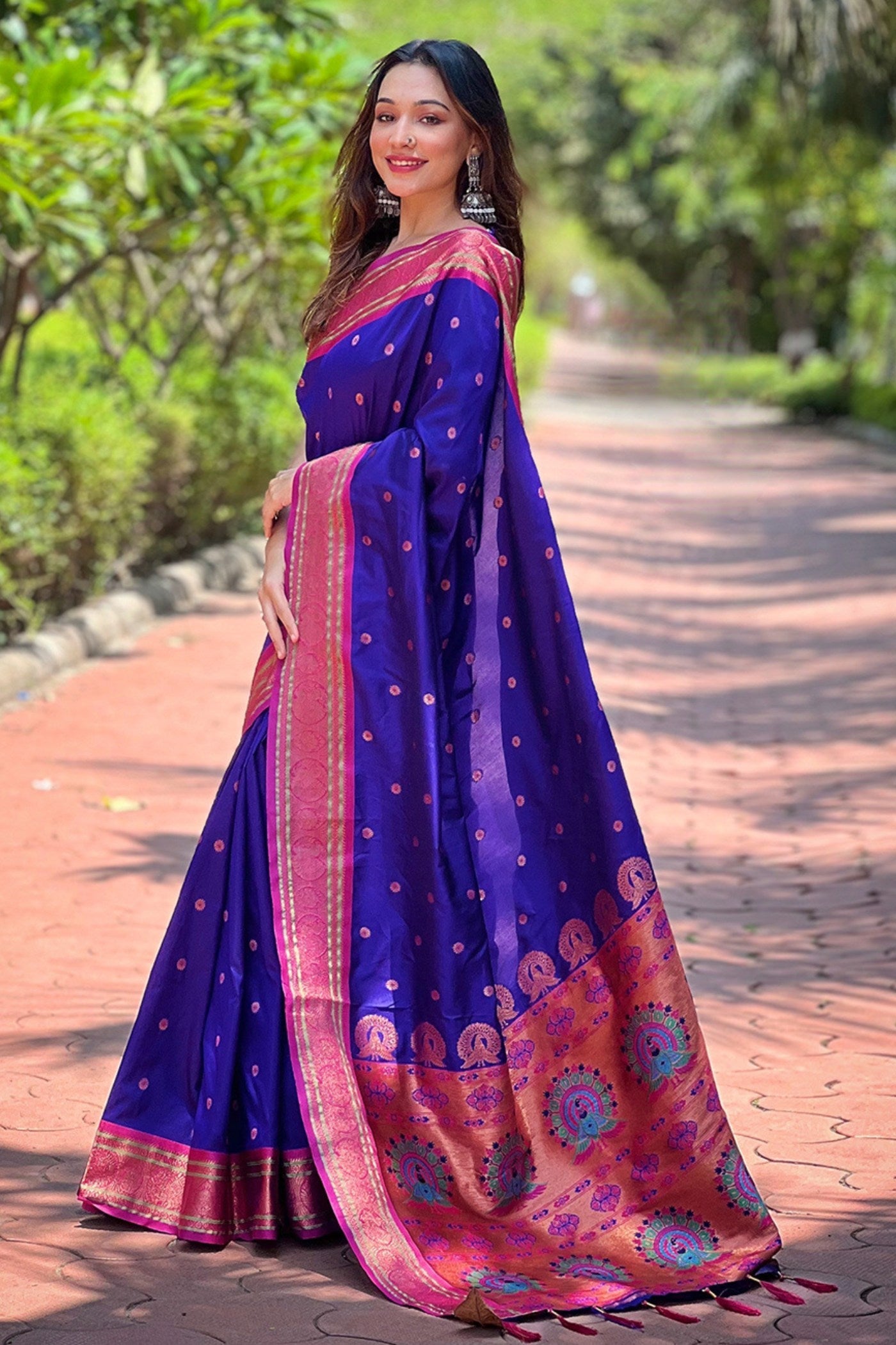 Royal Blue Zari Woven Paithani Saree