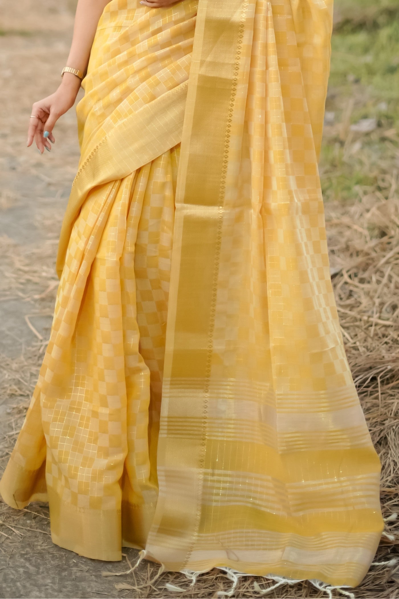 Honey Yellow Banarasi Raw Silk Saree