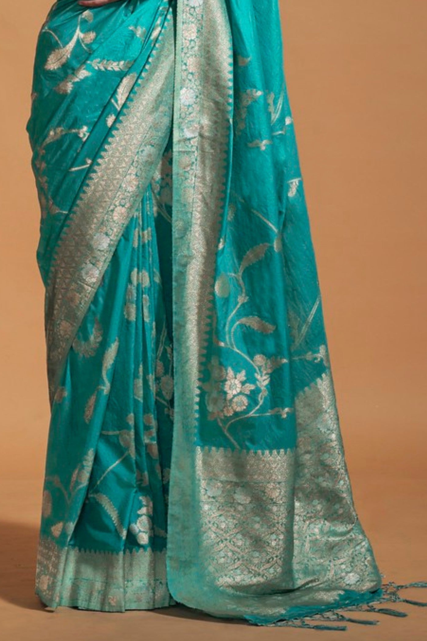 Keppel Blue Georgette Handloom Saree