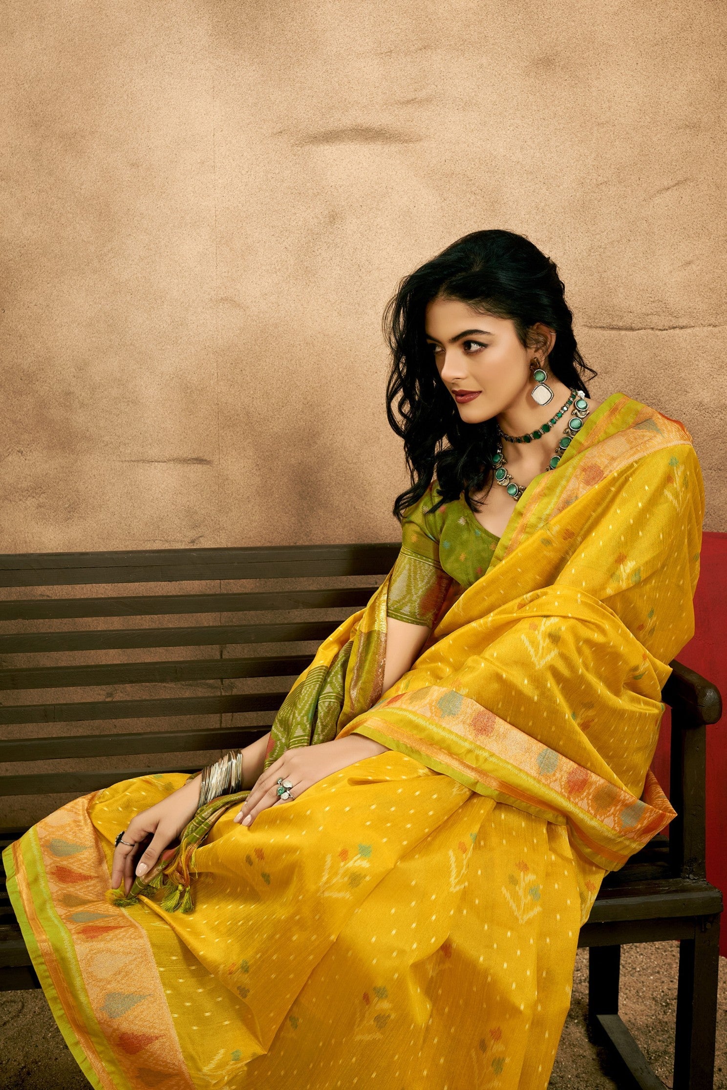 Pirate Yellow Patola Handloom Saree