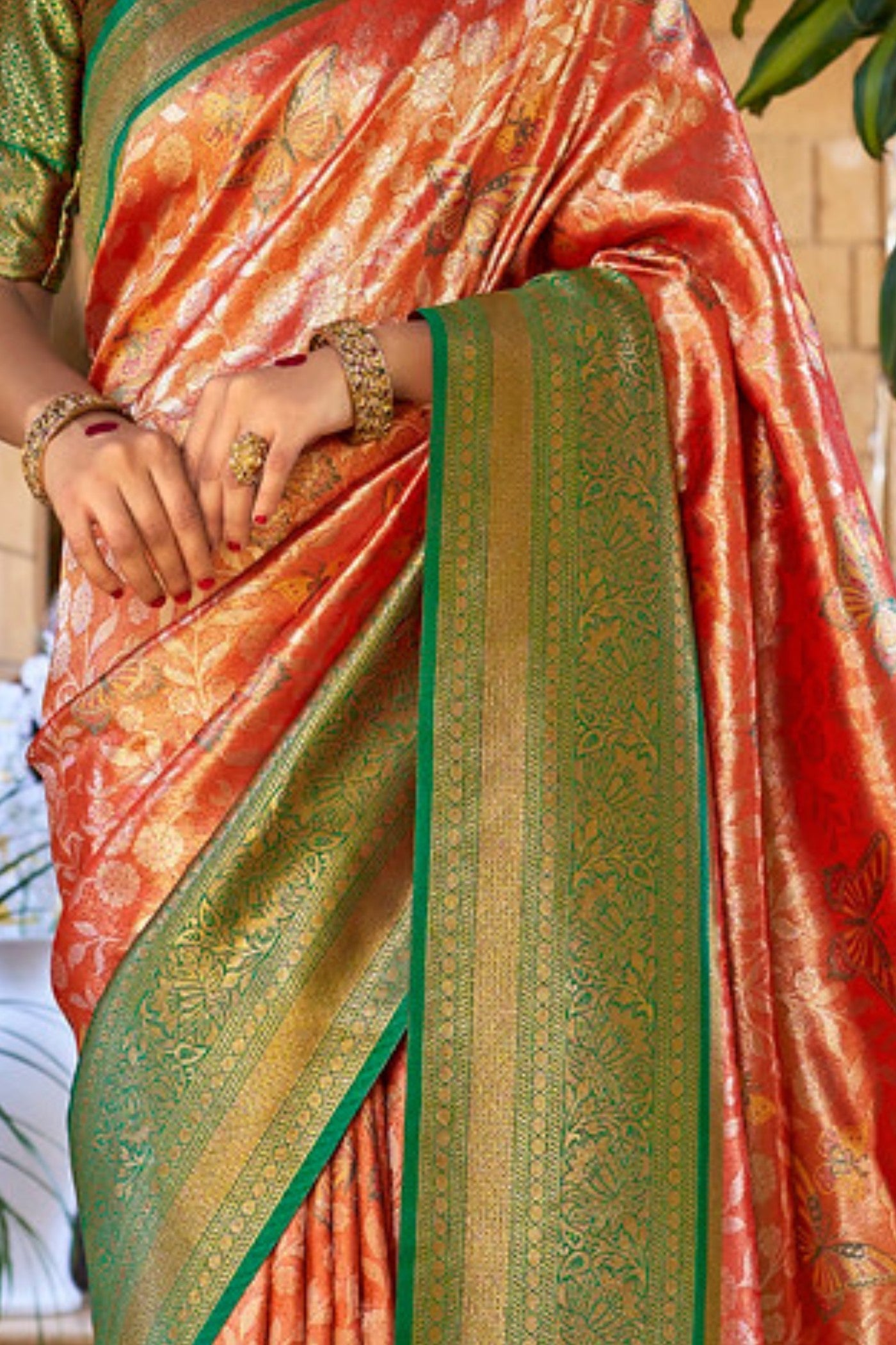 Copper Orange Woven Kanjivaram Saree