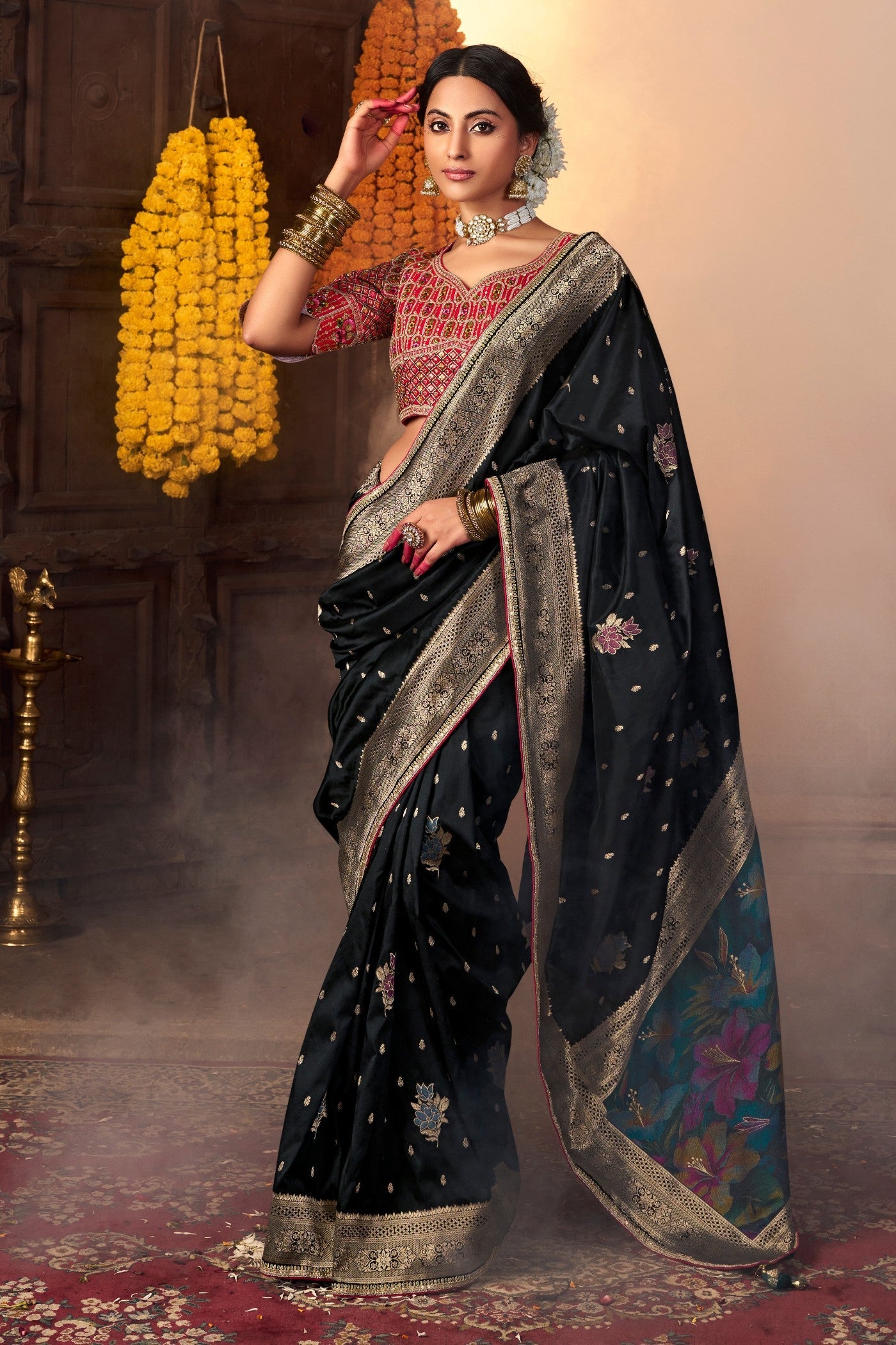 Eerie Black Designer Banarasi Saree