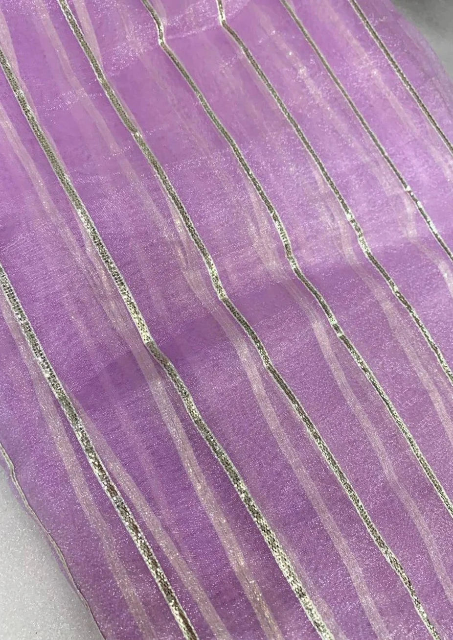 Soft Refined Organza Silk Saree With Silver Gota Work