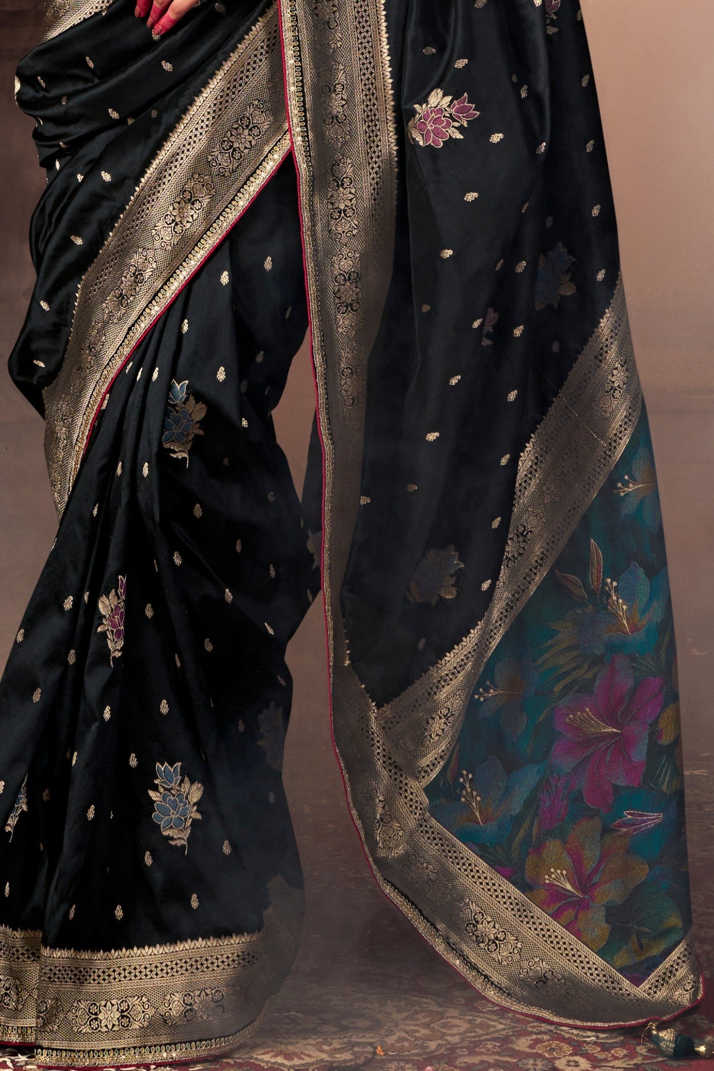 Eerie Black Designer Banarasi Saree