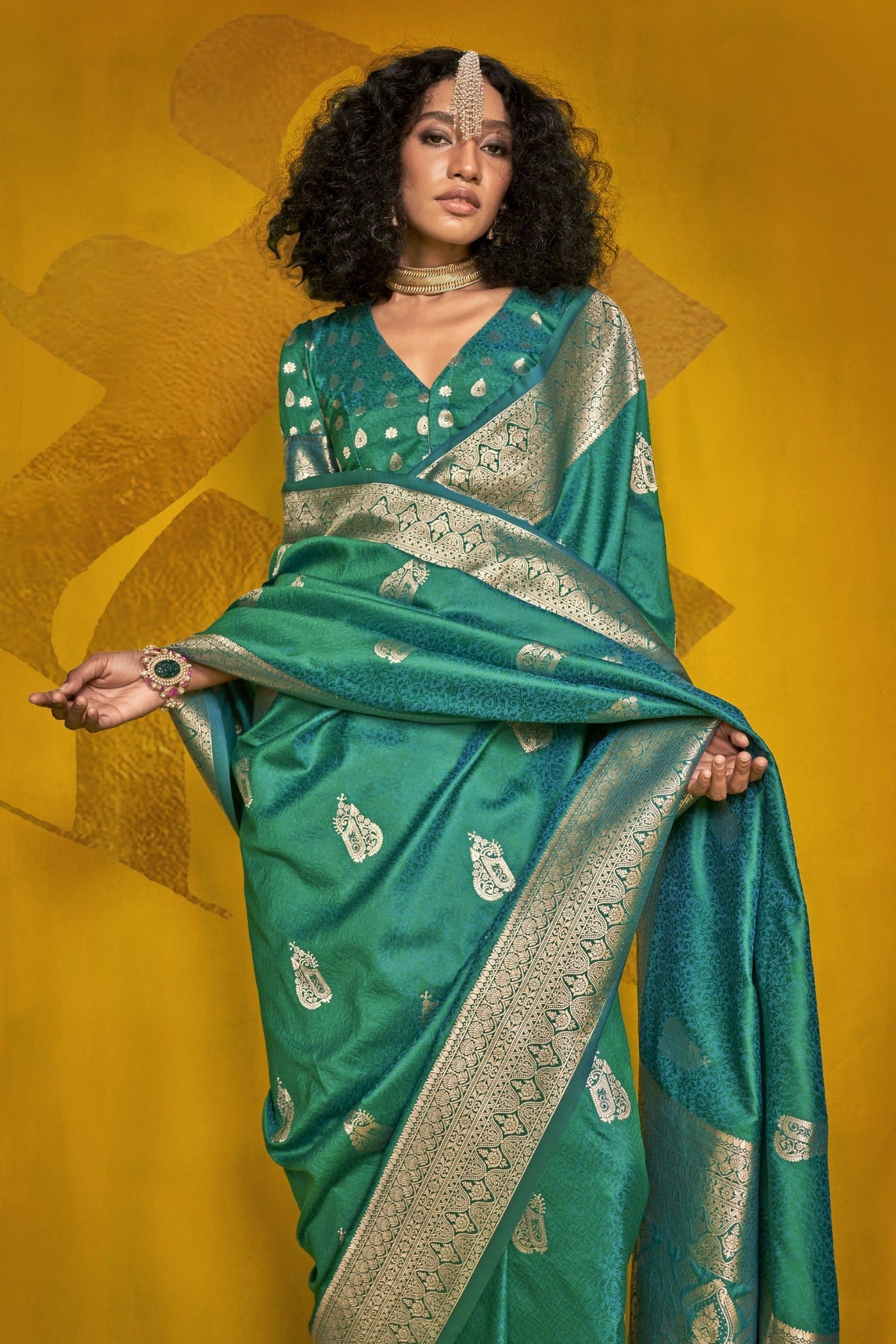 Spring Green Banarasi Handloom Silk Saree