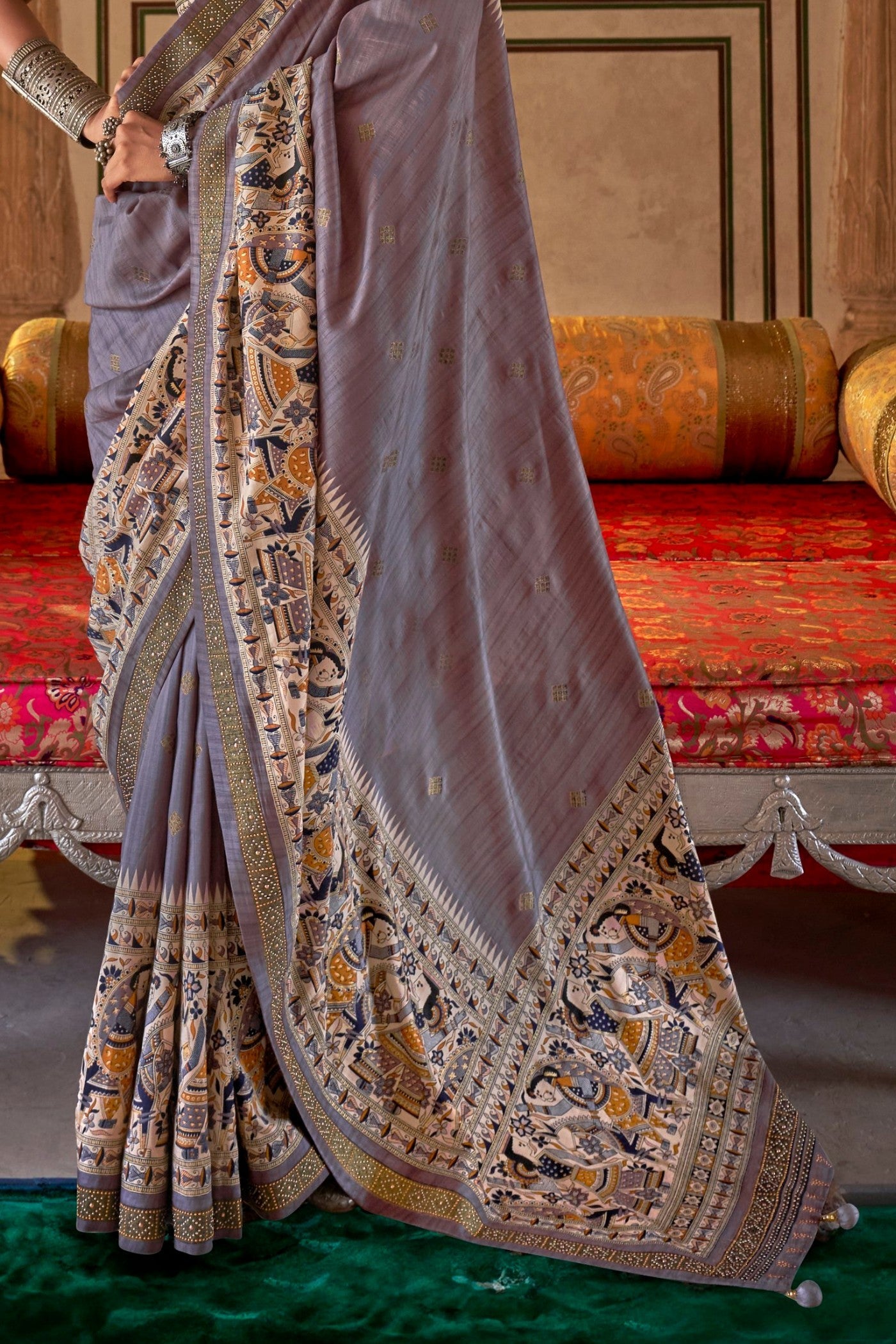 Azalea Grey Printed Patola Saree