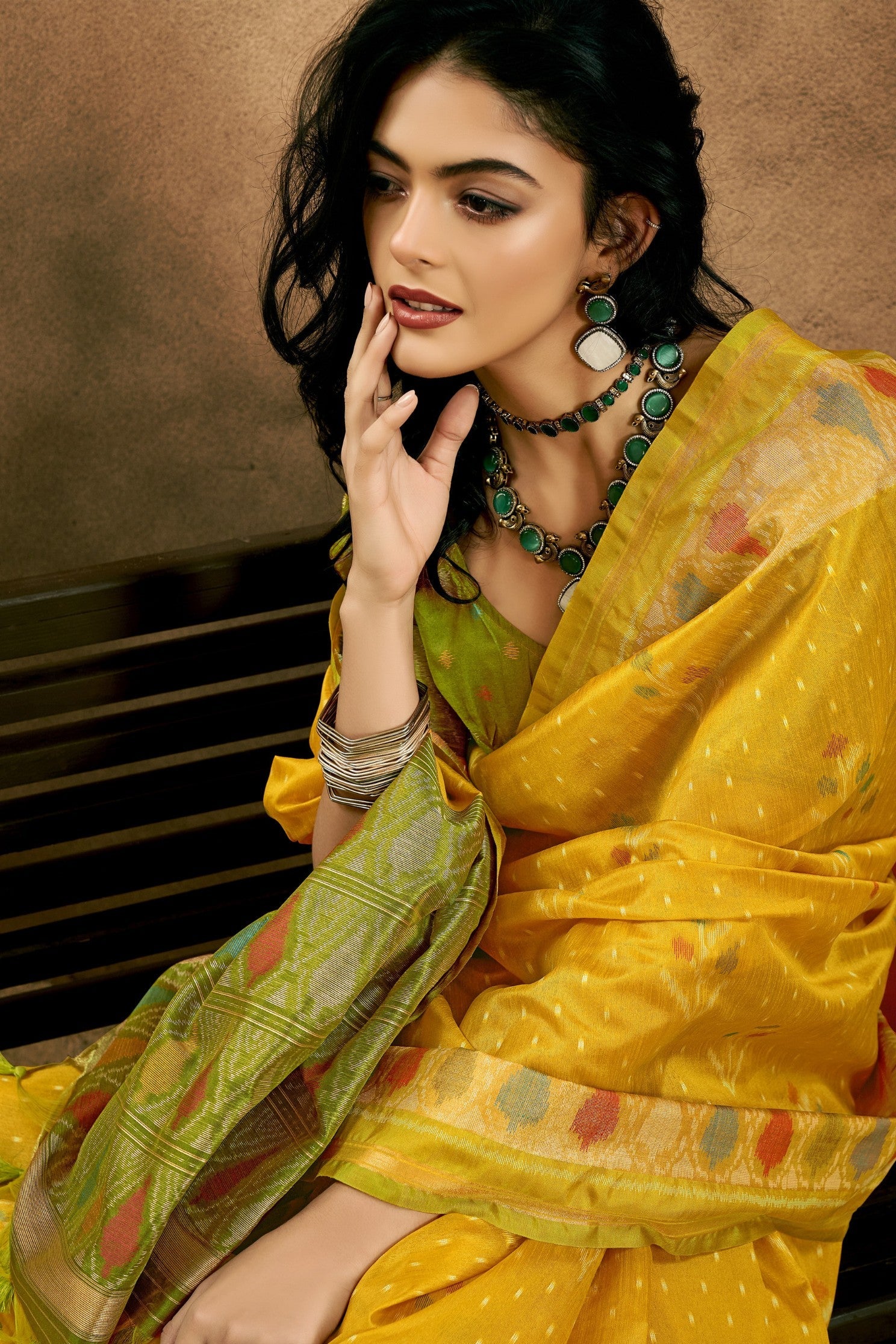 Pirate Yellow Patola Handloom Saree