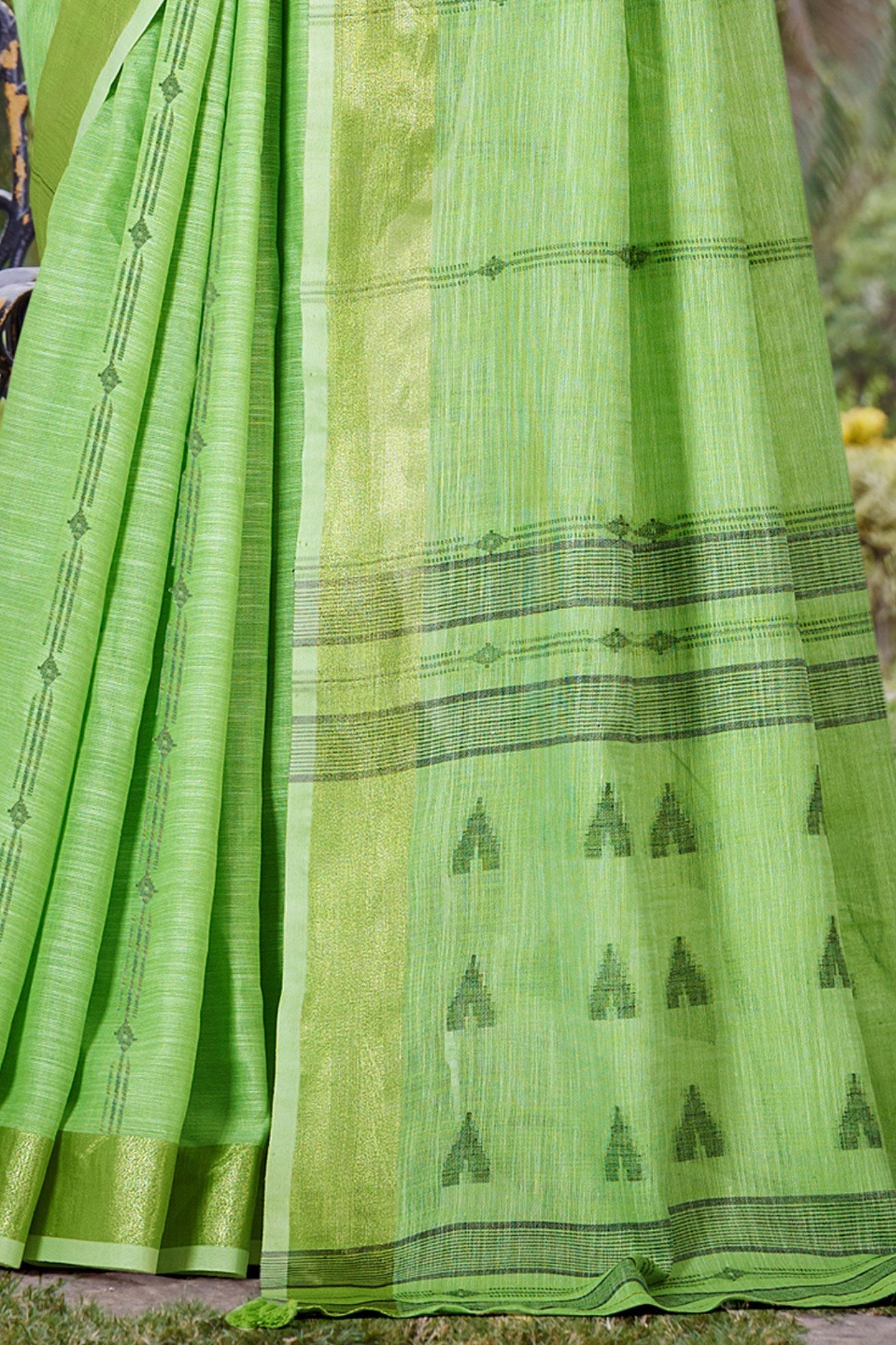 Mint Green Cotton Silk Saree