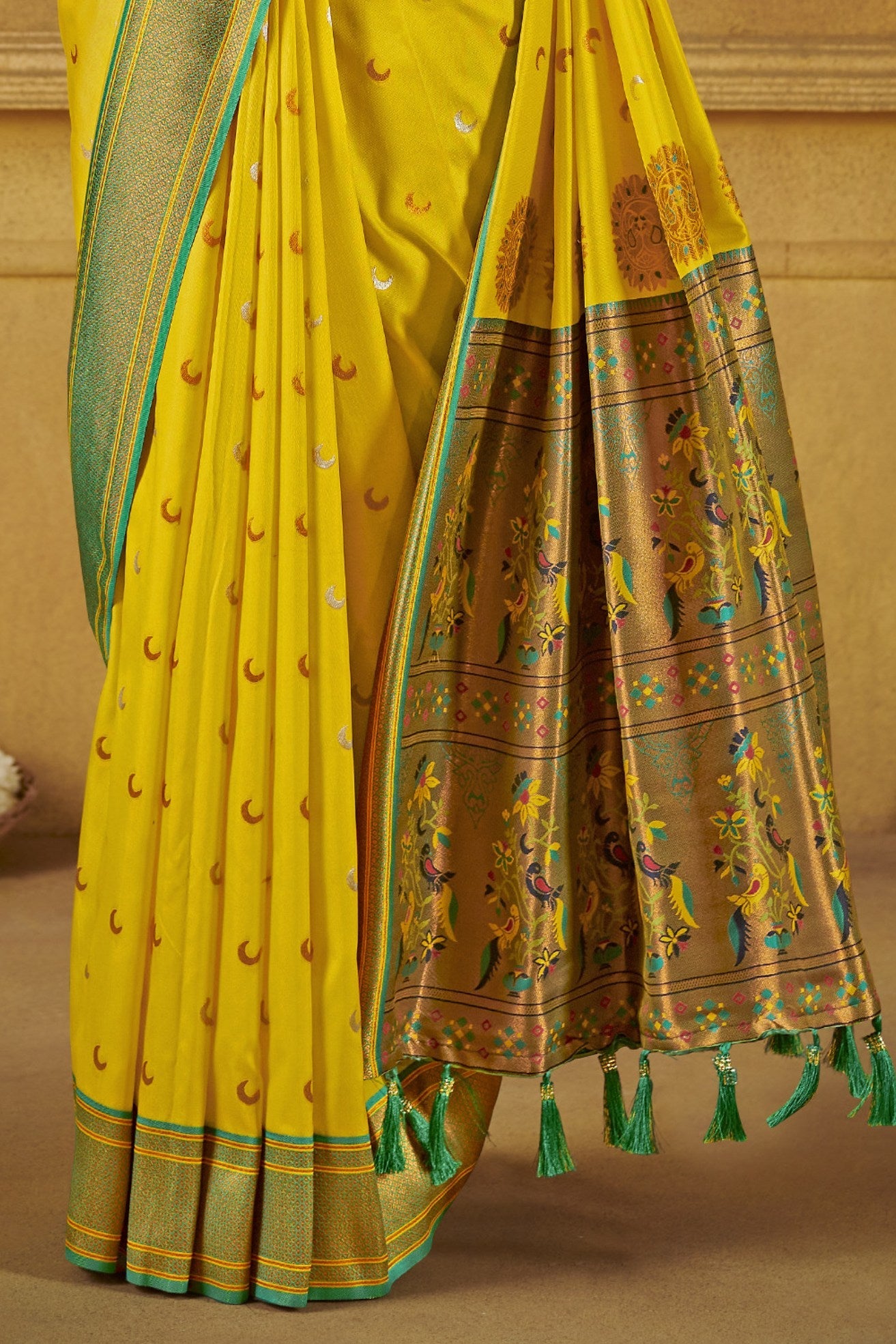 Sunflower Yellow Woven Paithani Saree