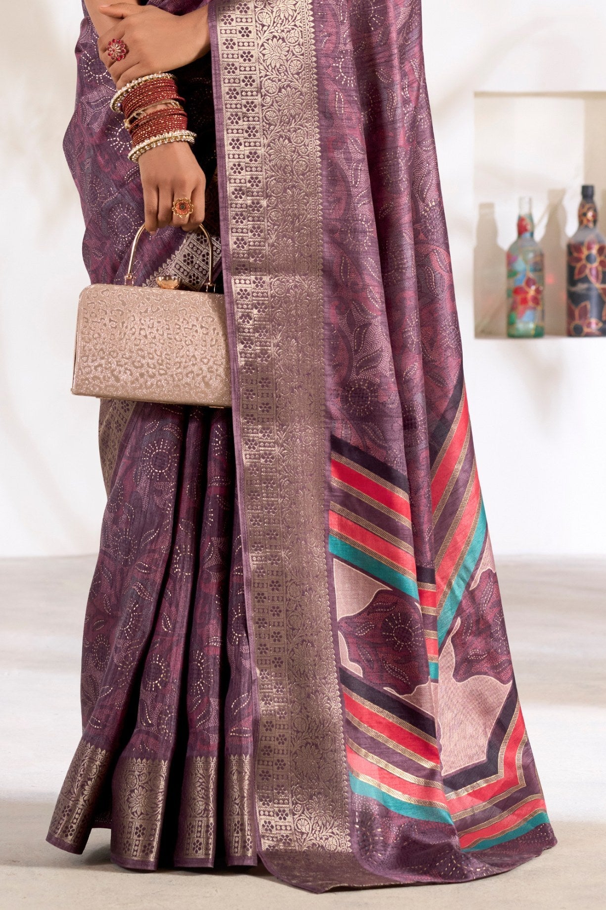 Rose Dust Purple Soft Dola Silk Saree