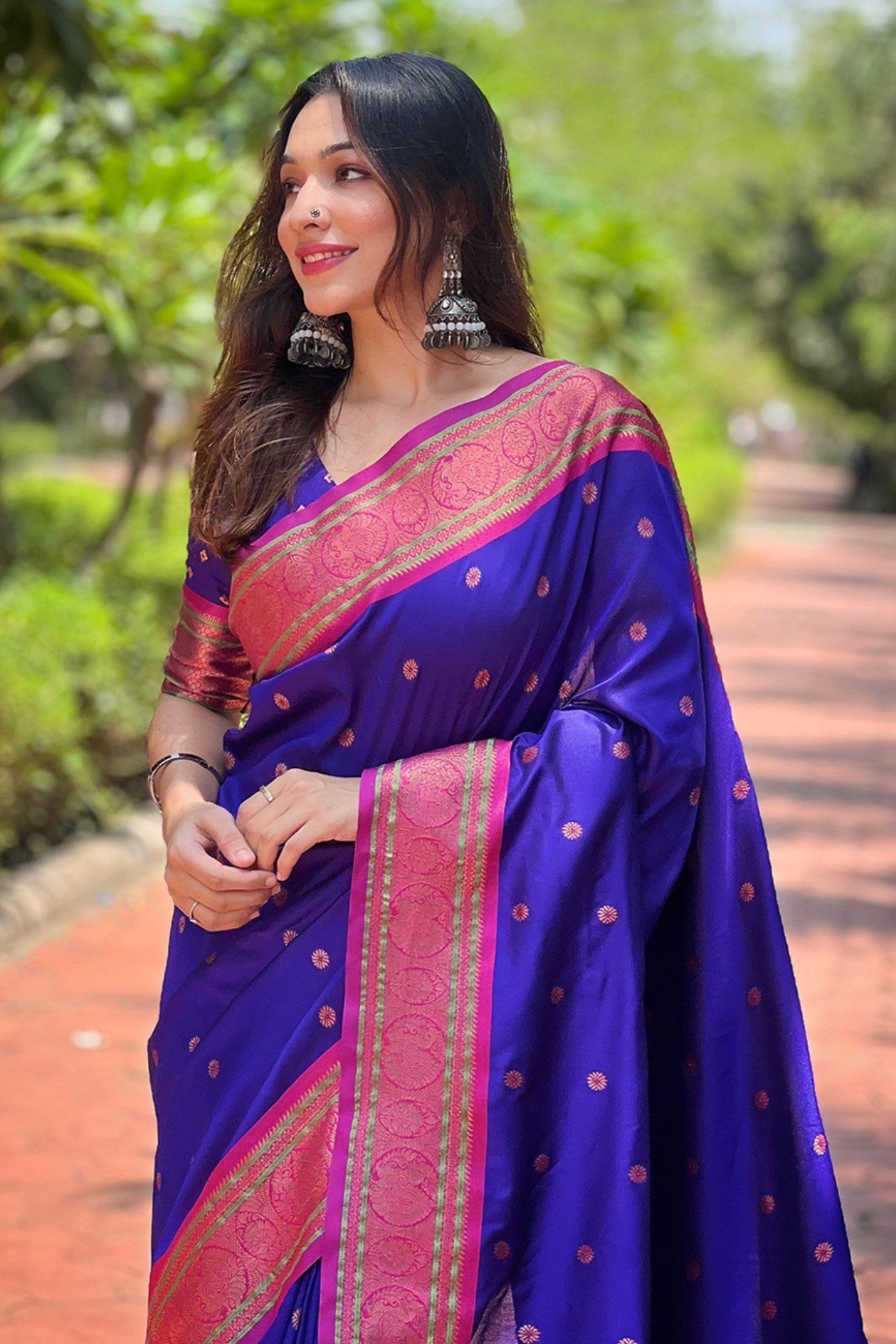 Royal Blue Zari Woven Paithani Saree