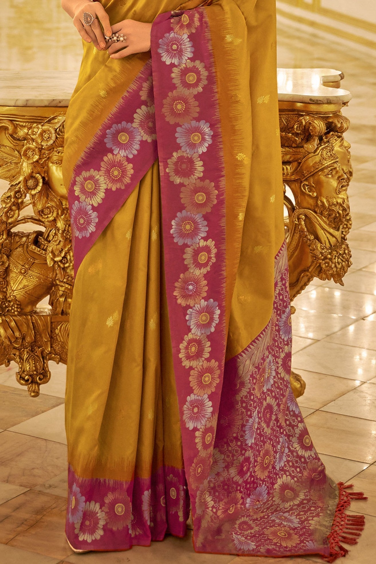 Koromiko Yellow Woven Banarasi Saree