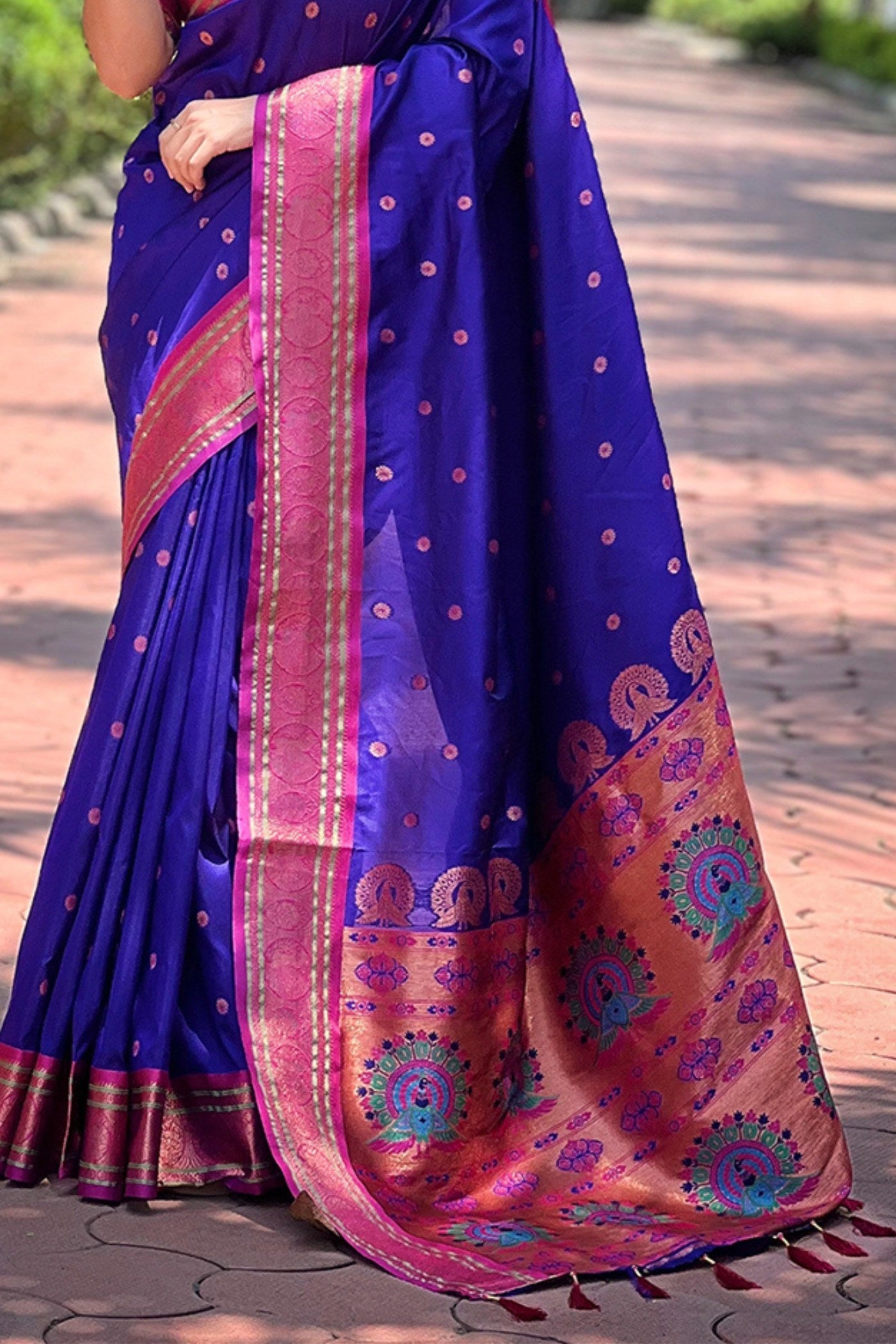 Royal Blue Zari Woven Paithani Saree