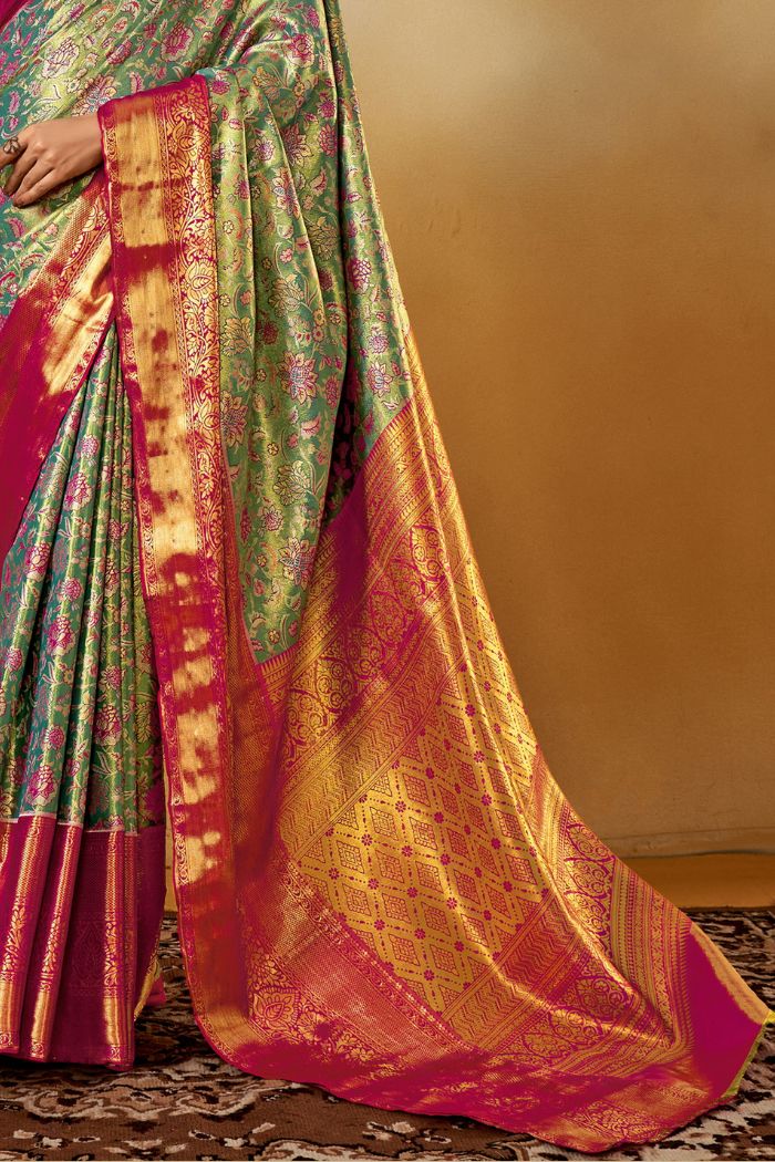 Shadow Green Woven Kanjivaram Saree