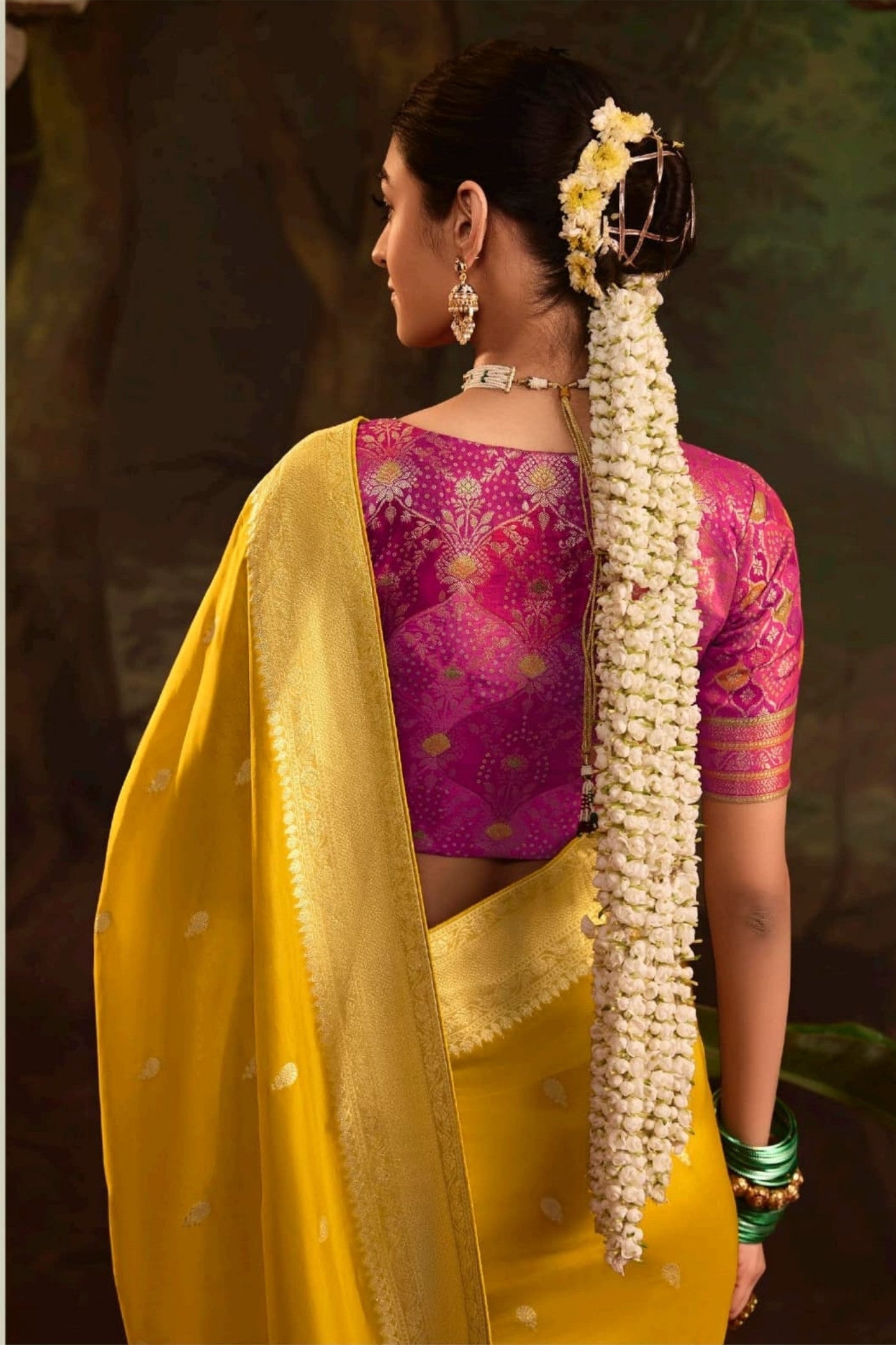 Equator Yellow Designer Banarasi Dola Silk Saree