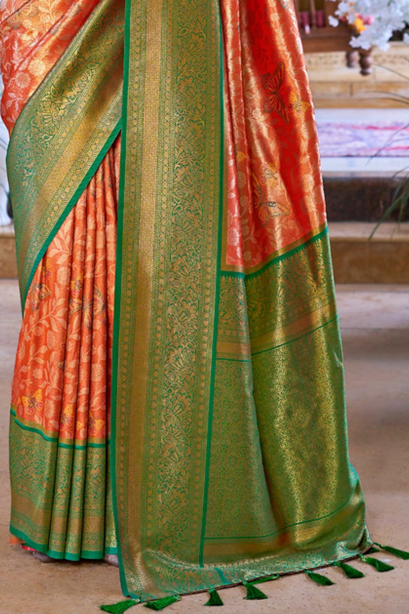 Copper Orange Woven Kanjivaram Saree