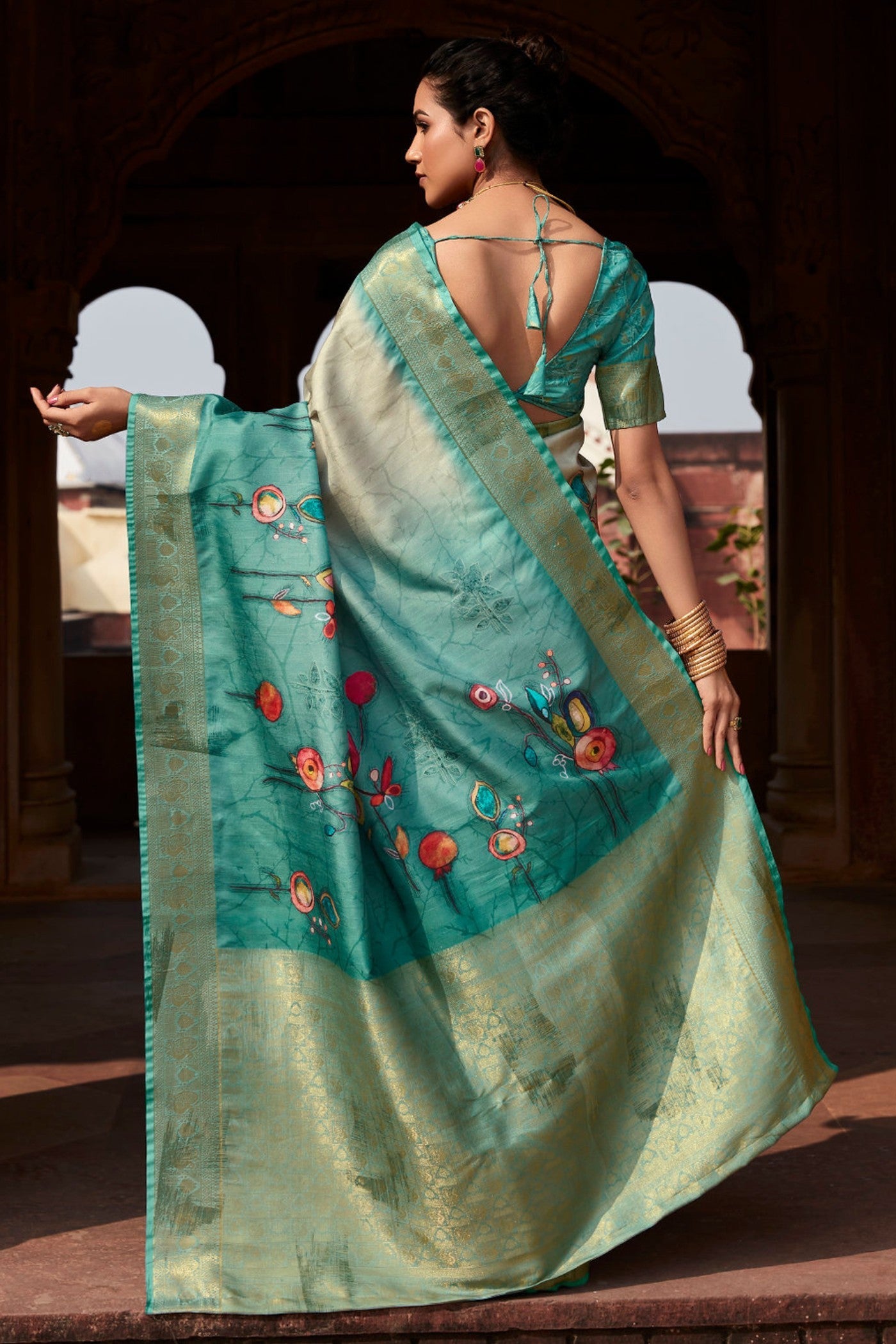 Steal Blue Banarasi Handloom Saree