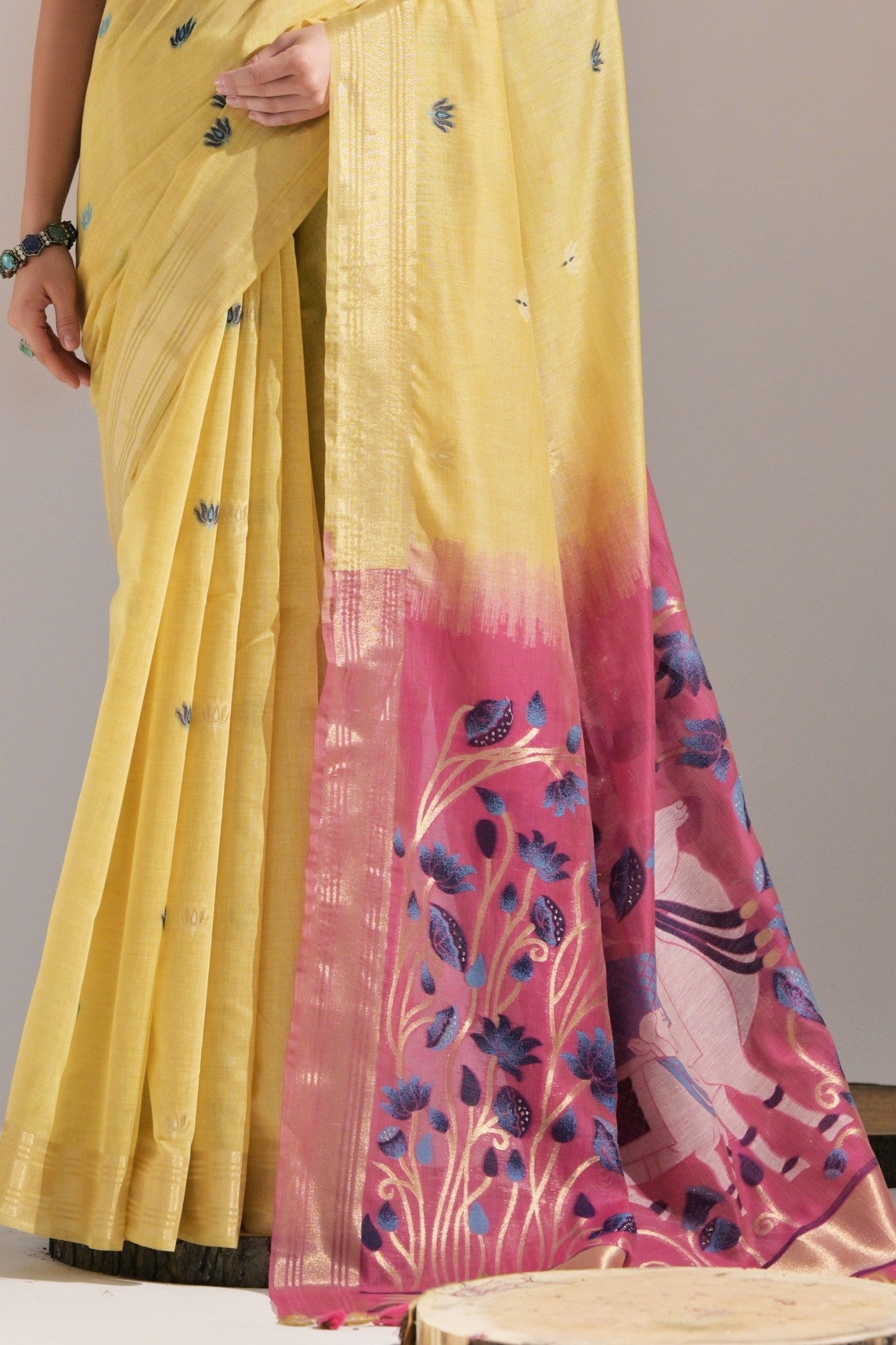 Sunshine Yellow Woven Muga Cotton Saree