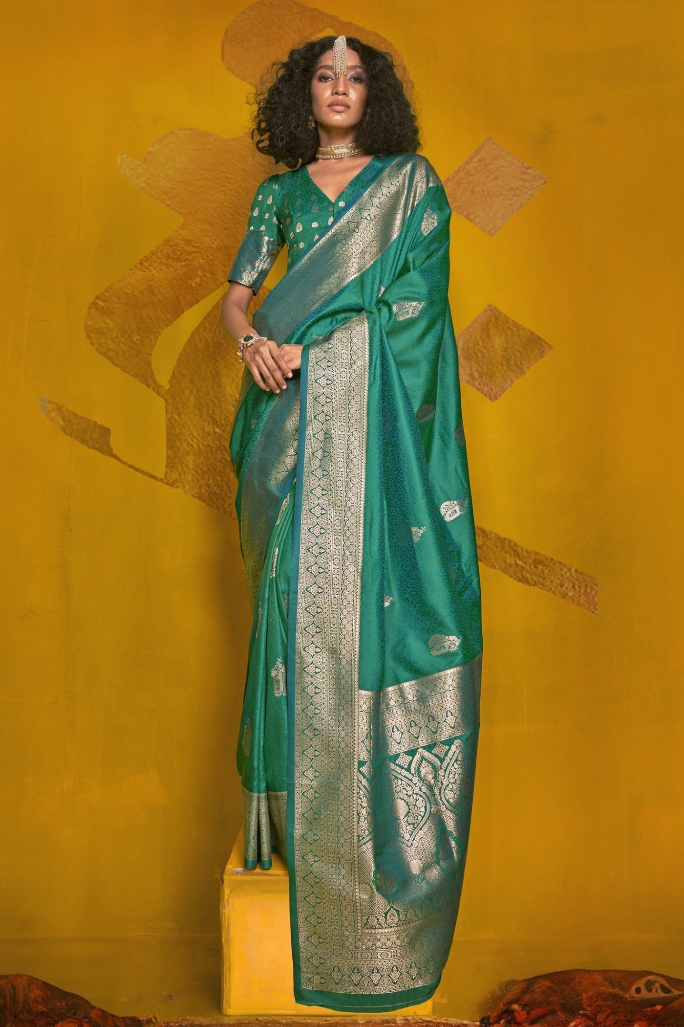 Spring Green Banarasi Handloom Silk Saree