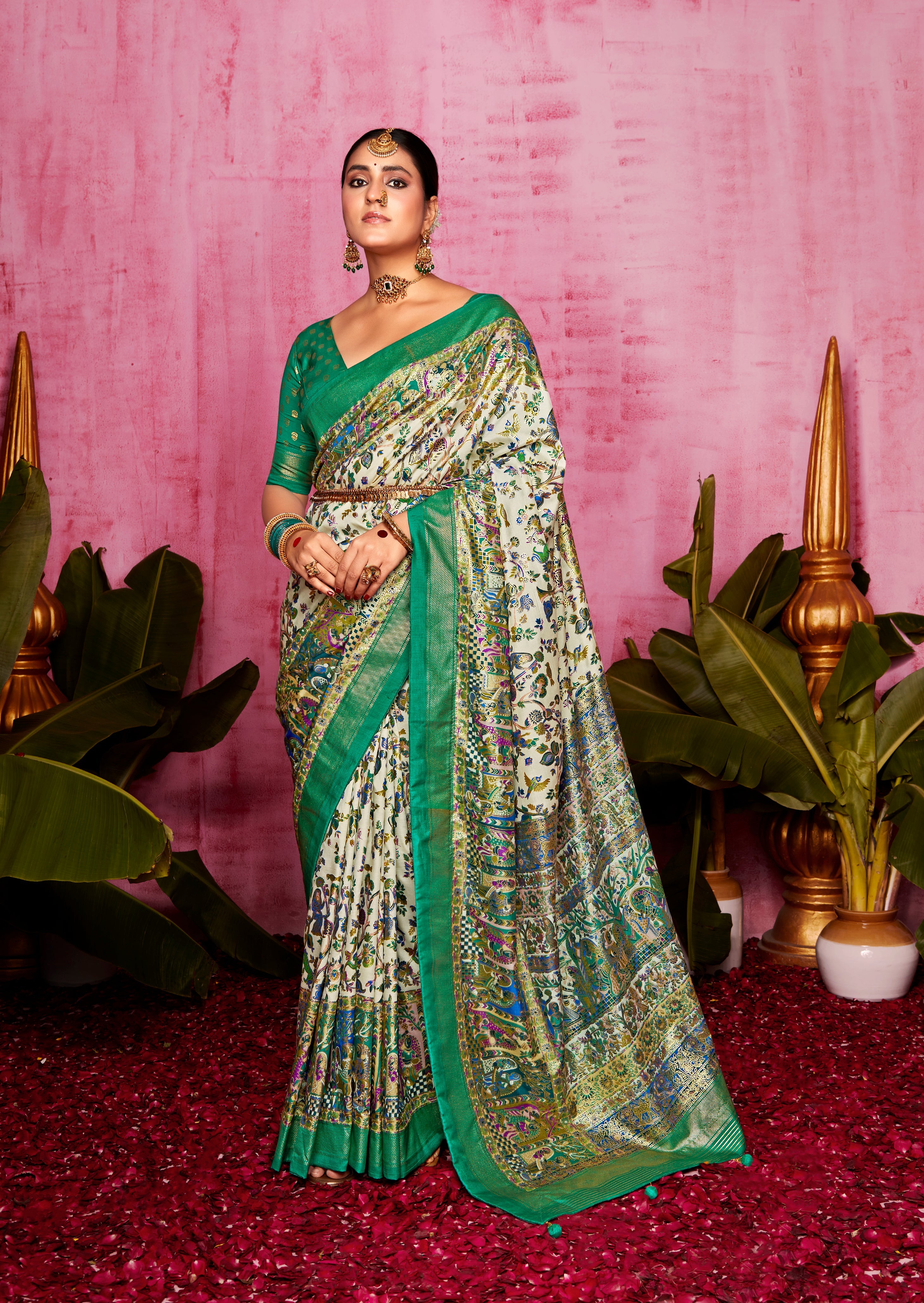 Salem Green Patola Soft Silk Saree