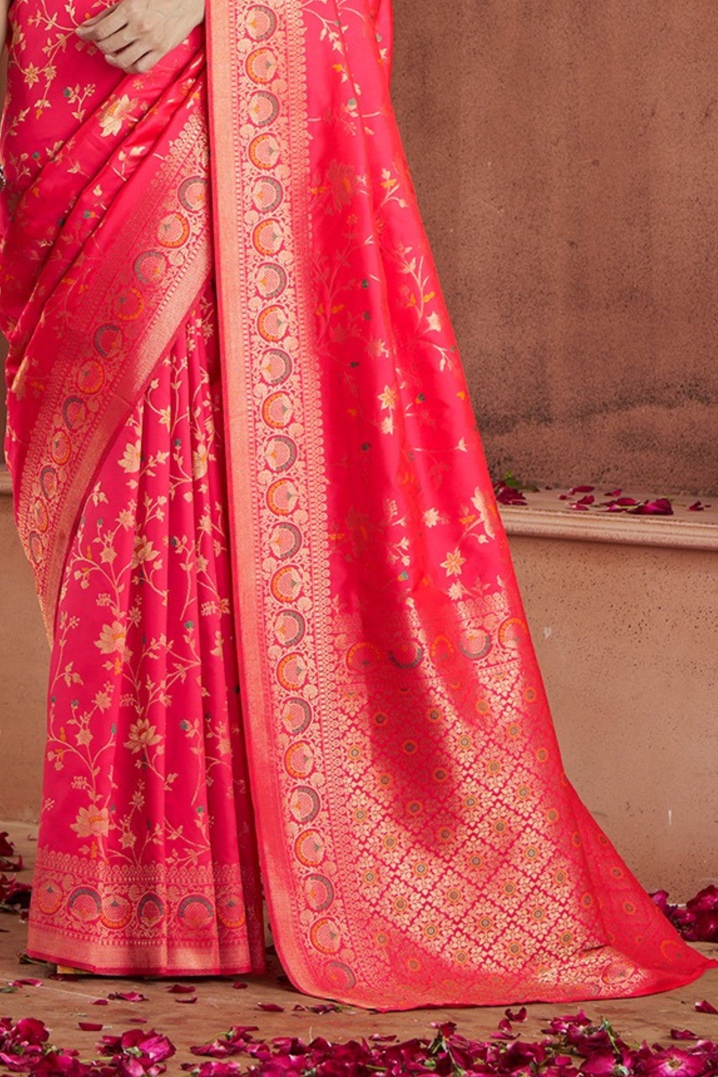 Rose Pink Woven Banarasi Saree