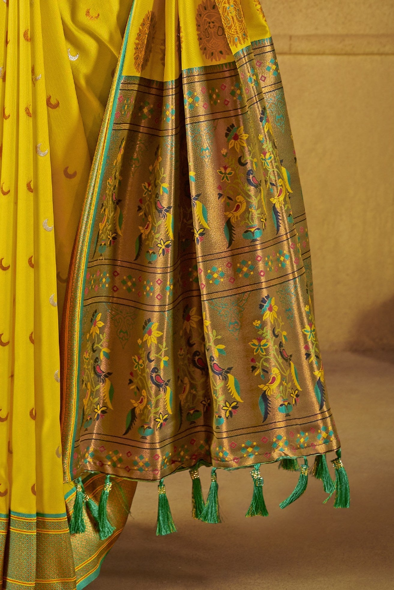 Sunflower Yellow Woven Paithani Saree