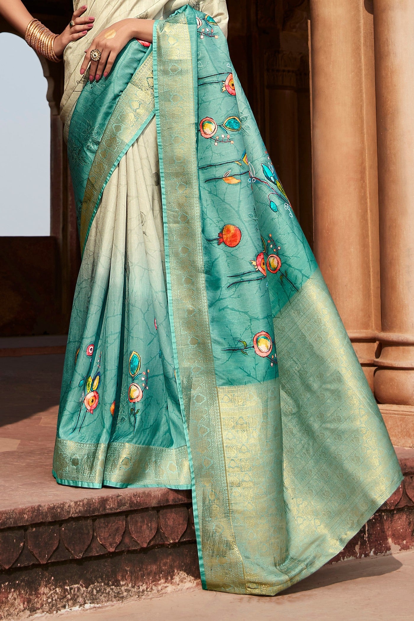 Steal Blue Banarasi Handloom Saree