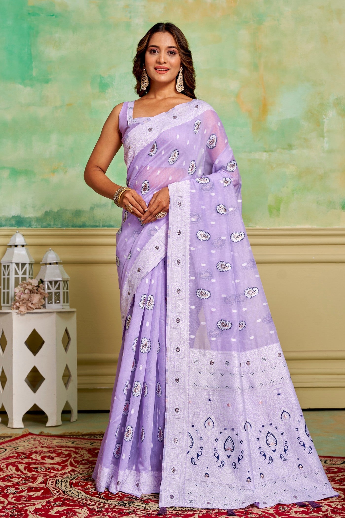 Prelude Purple Woven Cotton Saree