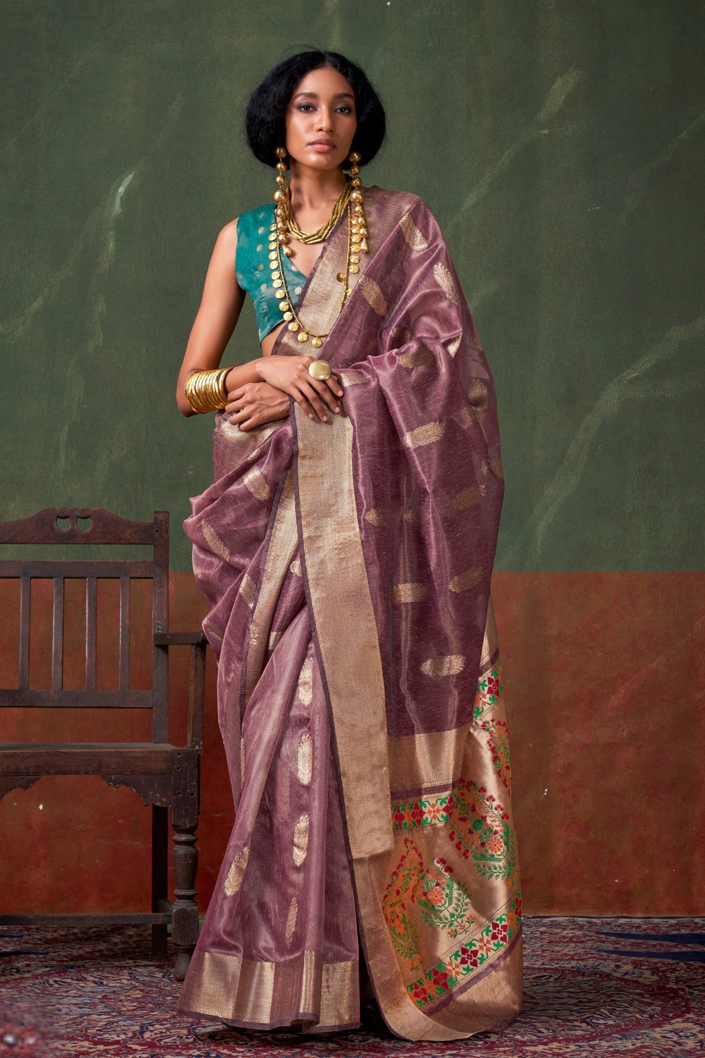 Ferra Purple Banarasi Handloom Saree