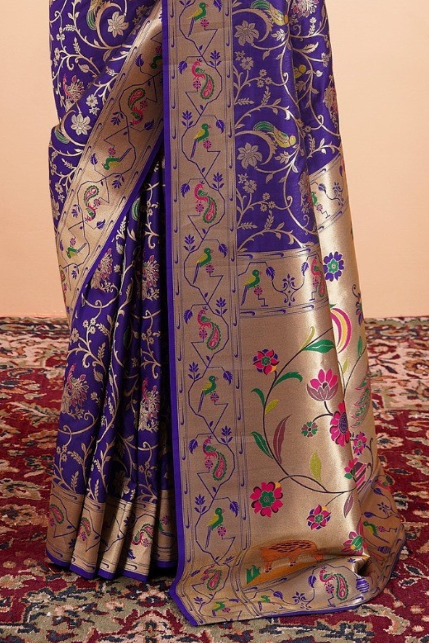 Denim Blue Woven Paithani Saree