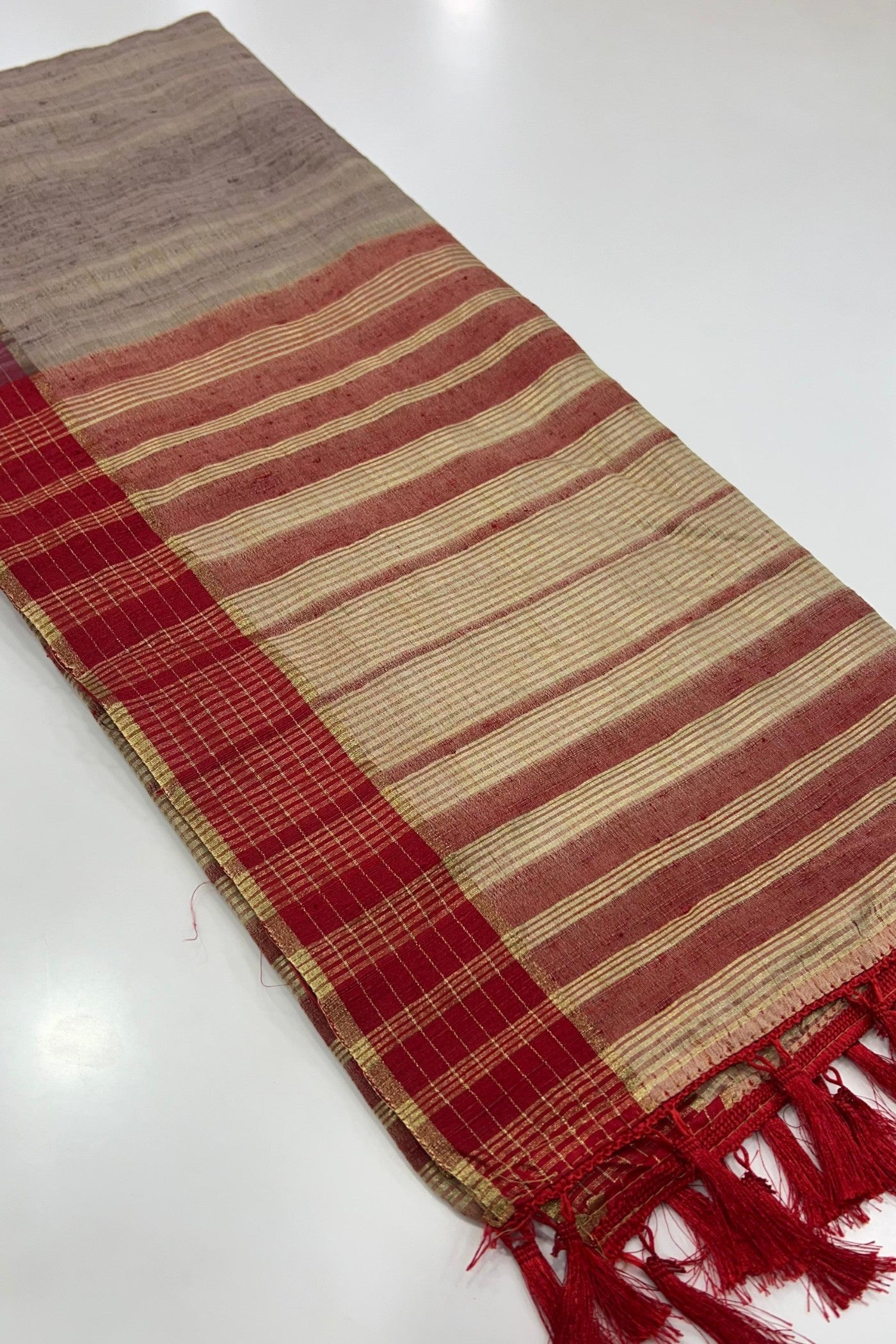 Antique Brass Brown Handloom Katan Saree