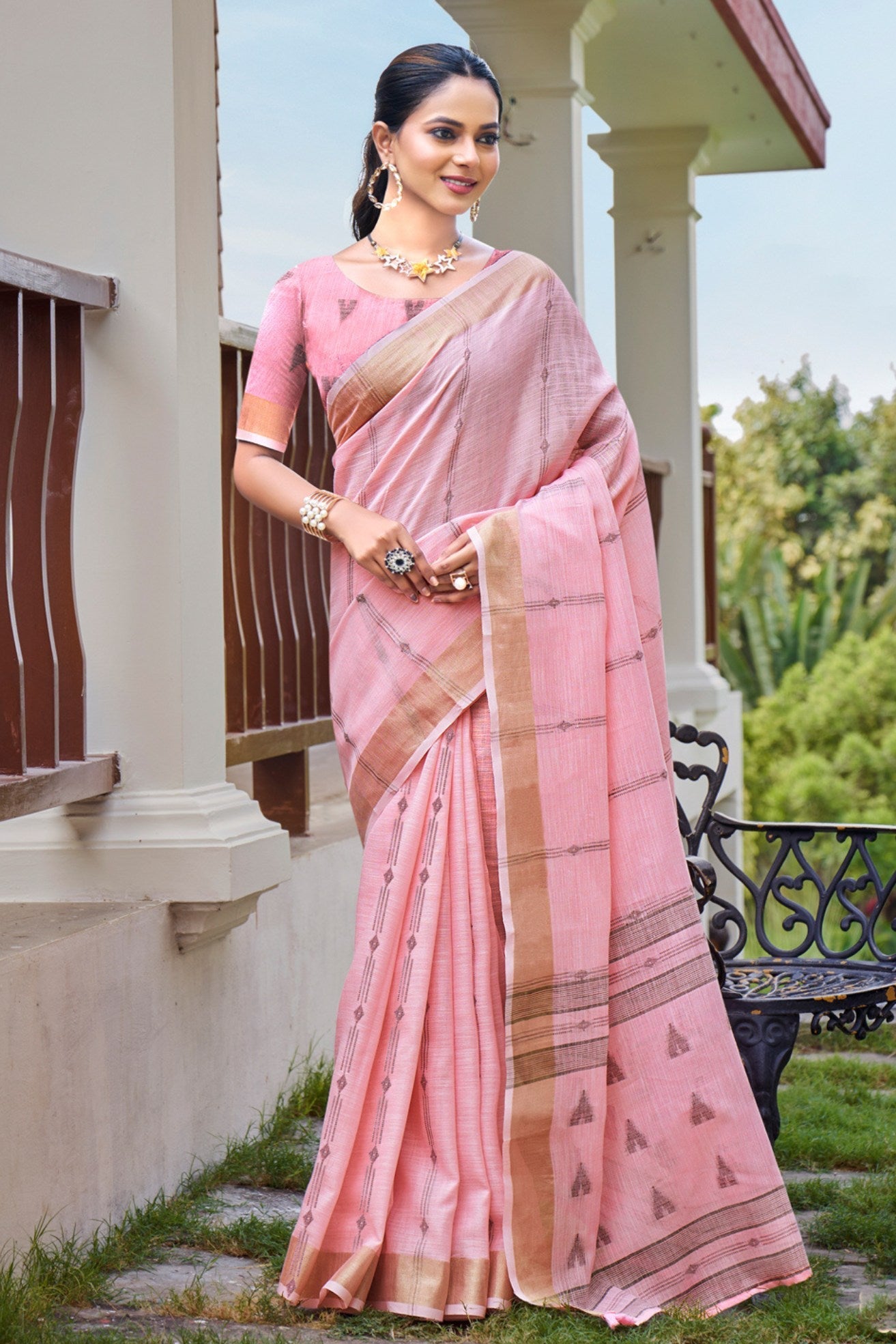 Cupid Pink Cotton Silk Saree