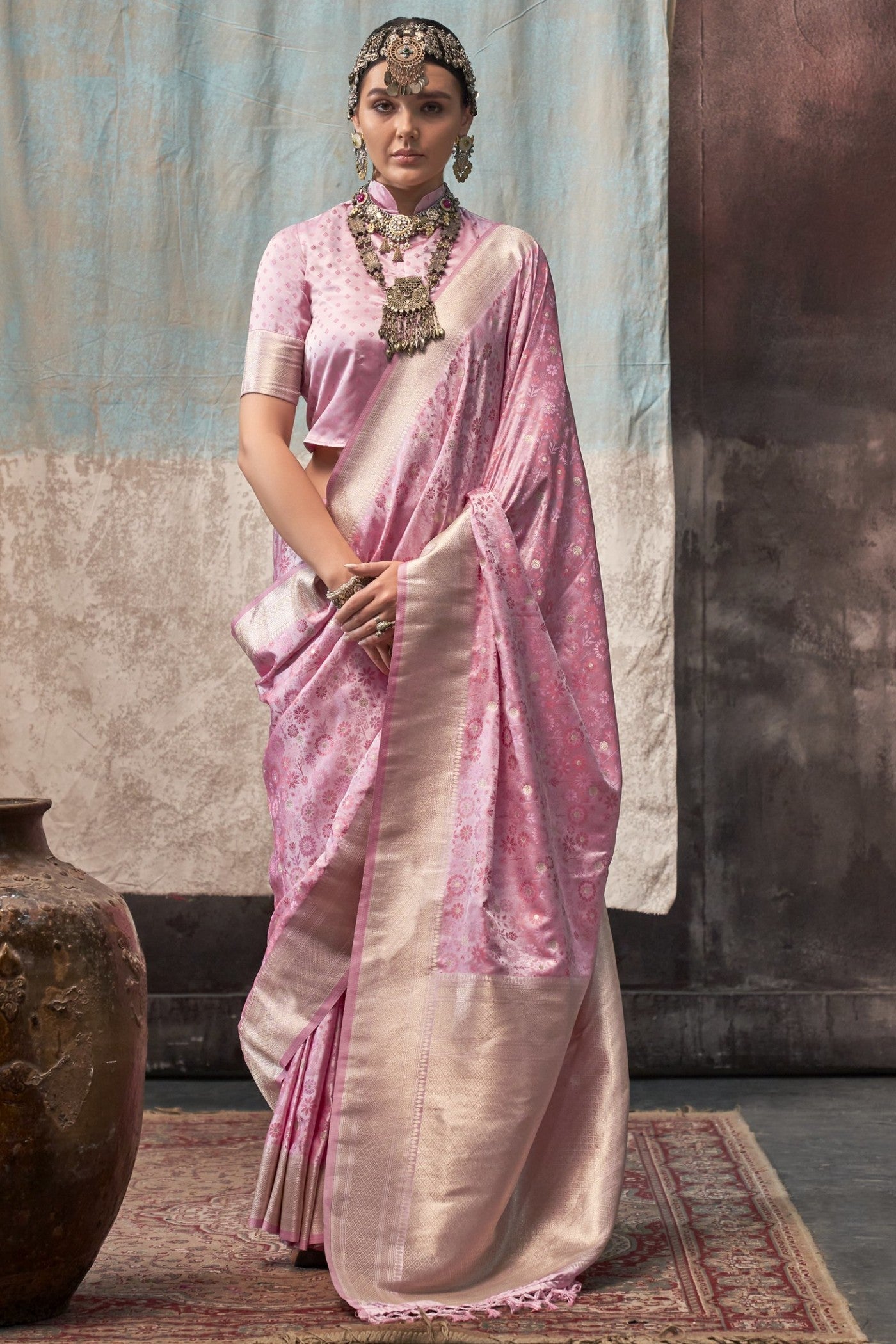 Shilo Pink Banarasi Handloom Saree