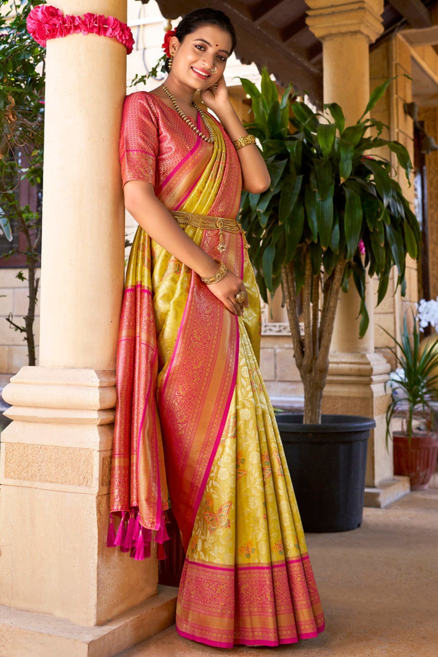 Rob Roy Yellow Woven Kanjivaram Saree